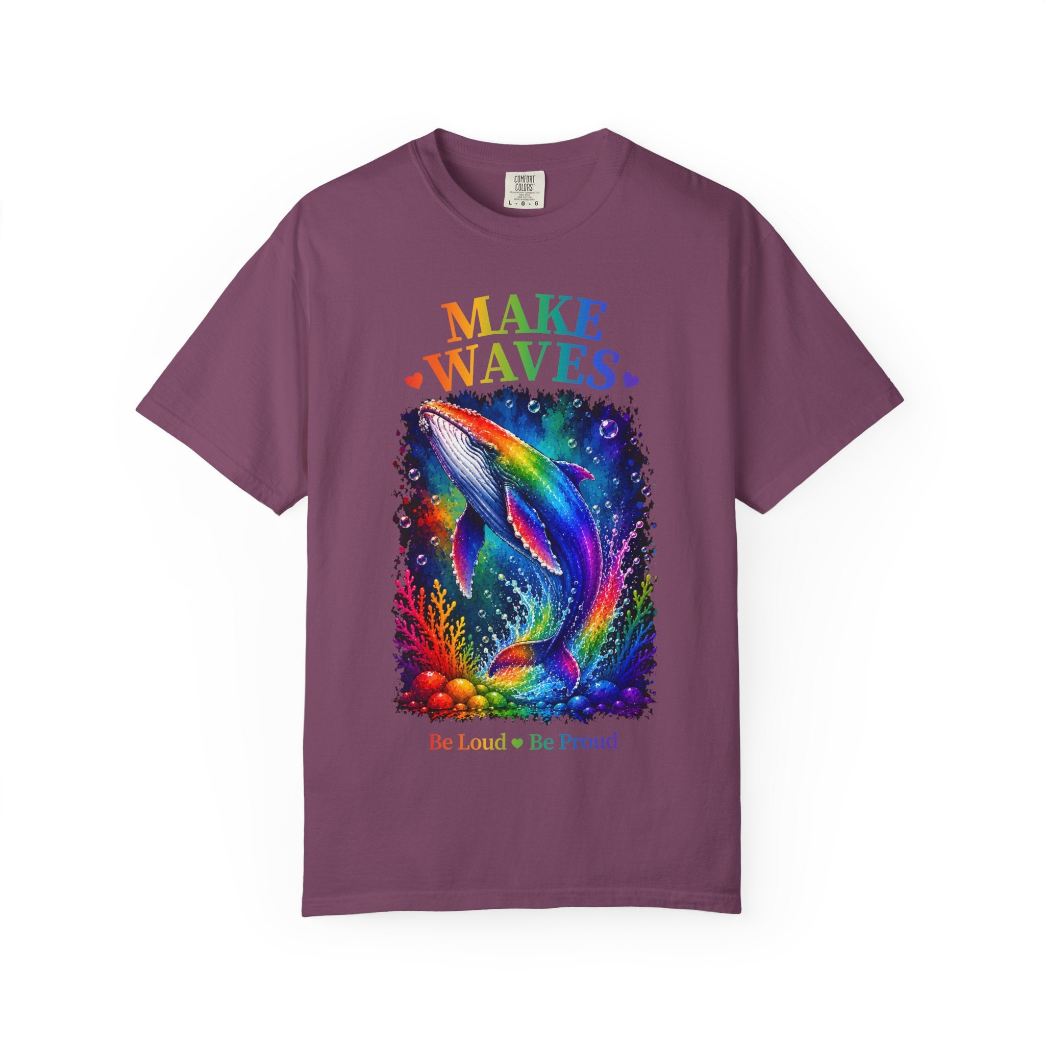 Make Waves Rainbow Dolphin T-Shirt — "Be Loud, Be Proud" LGBTQ+ Pride Tee