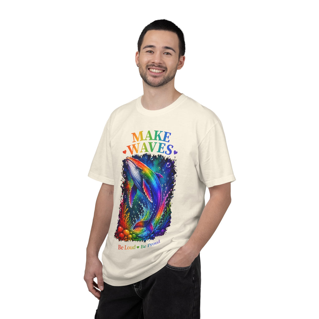 Make Waves Rainbow Dolphin T-Shirt — "Be Loud, Be Proud" LGBTQ+ Pride Tee