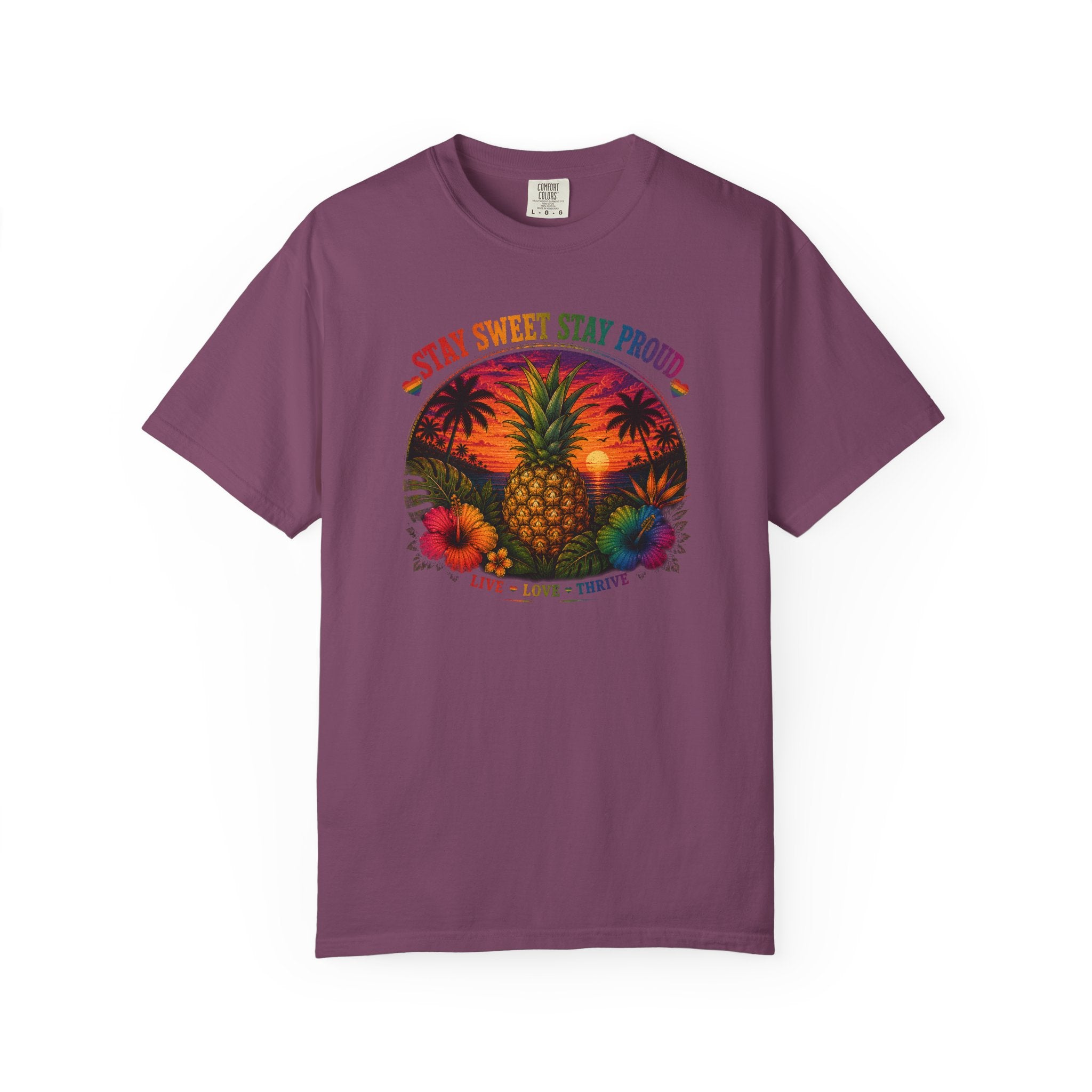 Pineapple Sunset T‑Shirt — “Stay Sweet Stay Proud” Tropical Graphic Tee