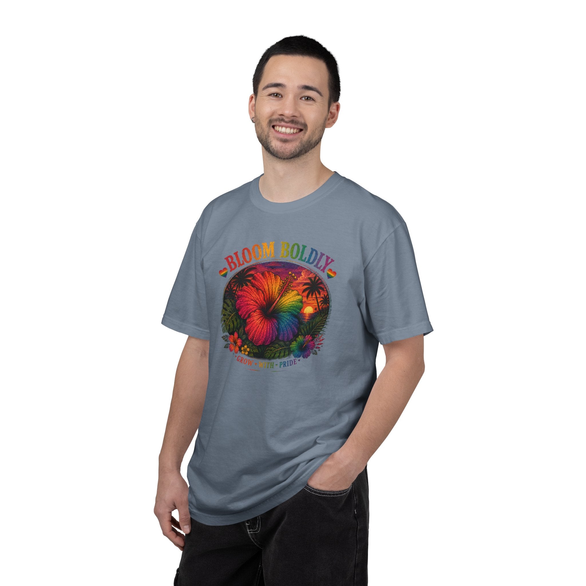 Bloom Boldly T-Shirt — Rainbow Floral Pride Graphic Tee