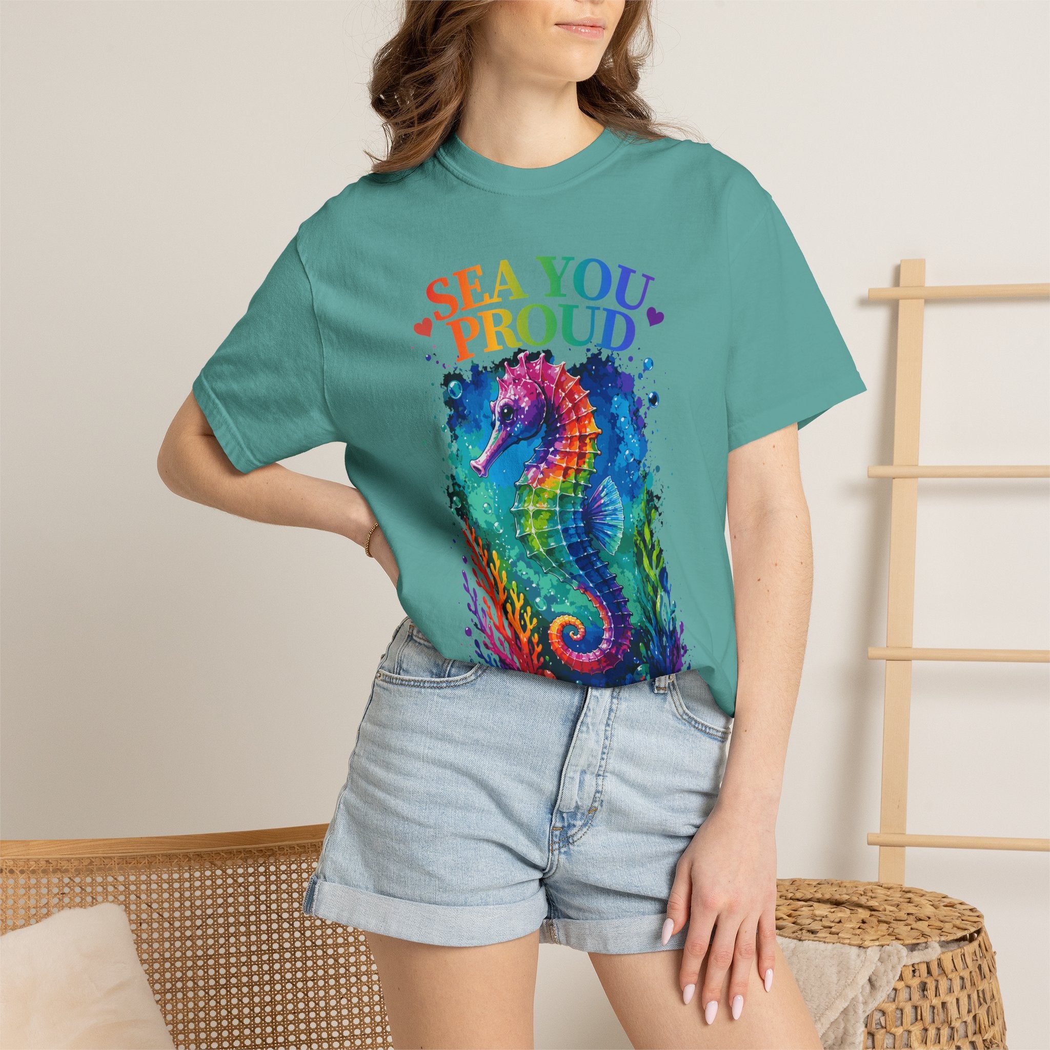 Sea You Proud T-Shirt — Rainbow Seahorse Pride Tee (Love • Diversity • Freedom)