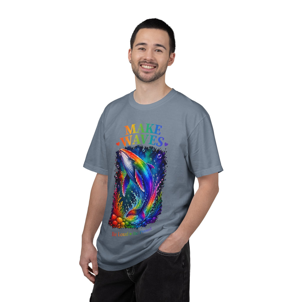 Make Waves Rainbow Dolphin T-Shirt — "Be Loud, Be Proud" LGBTQ+ Pride Tee
