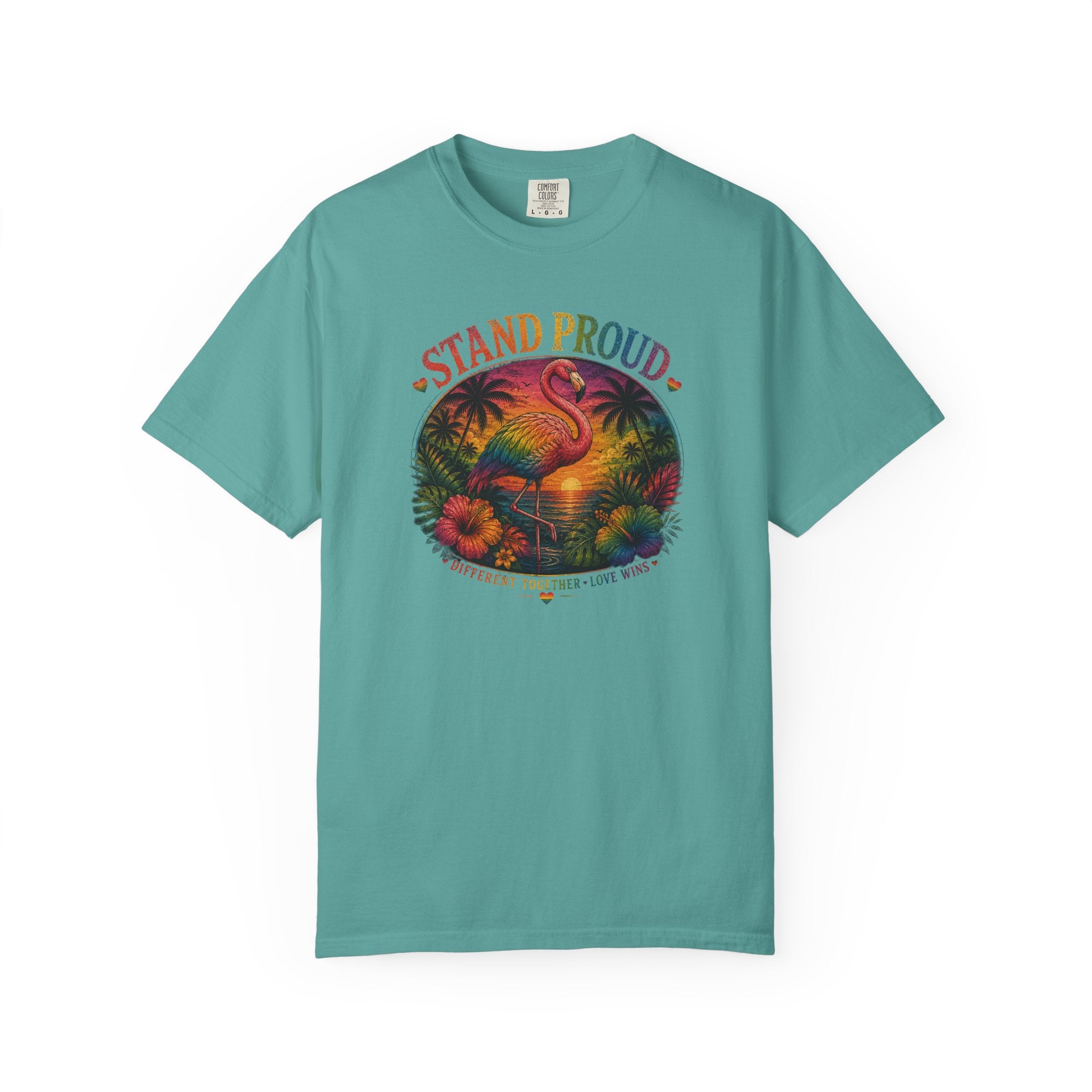 Stand Proud Flamingo T-Shirt — Tropical Pride Graphic Tee