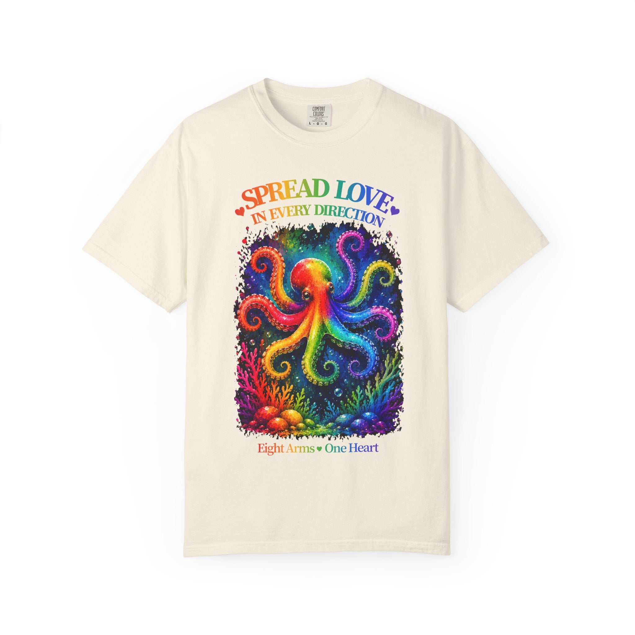 Spread Love Octopus T-Shirt — Rainbow Psychedelic Ocean Art Tee