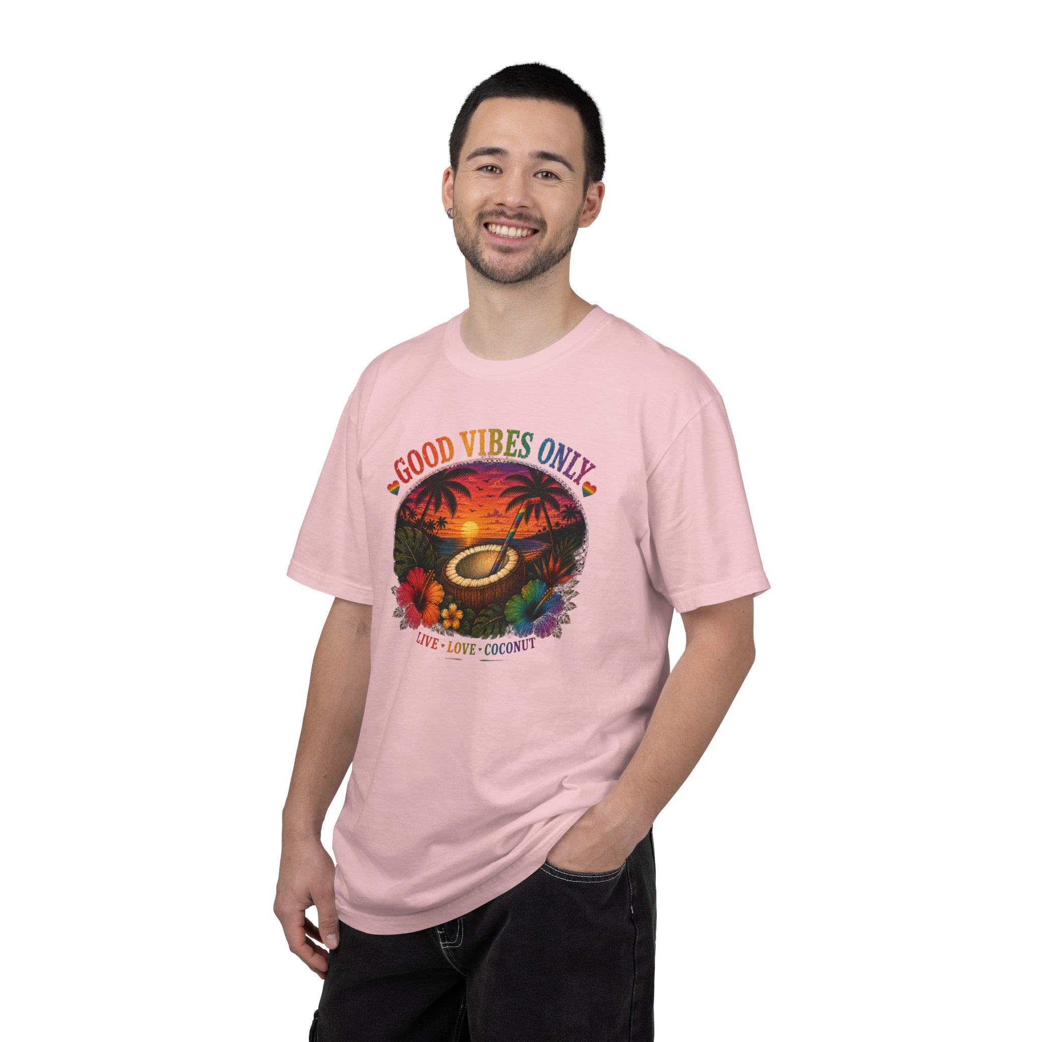 Good Vibes Only T-Shirt — Tropical Sunset Coconut Beach Tee