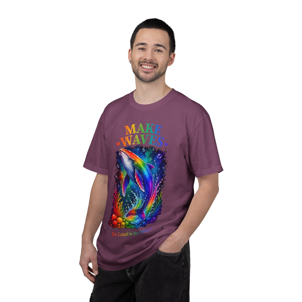 Make Waves Rainbow Dolphin T-Shirt — "Be Loud, Be Proud" LGBTQ+ Pride Tee