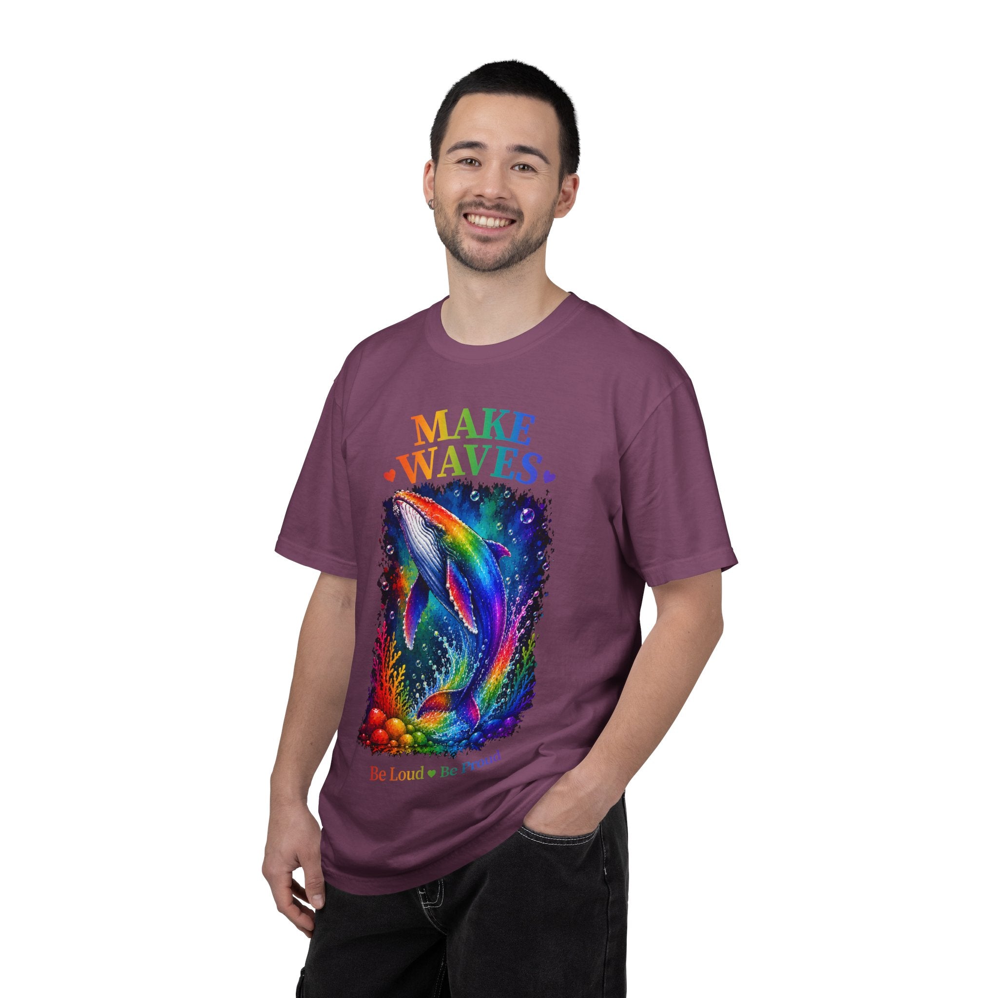 Make Waves Rainbow Dolphin T-Shirt — "Be Loud, Be Proud" LGBTQ+ Pride Tee