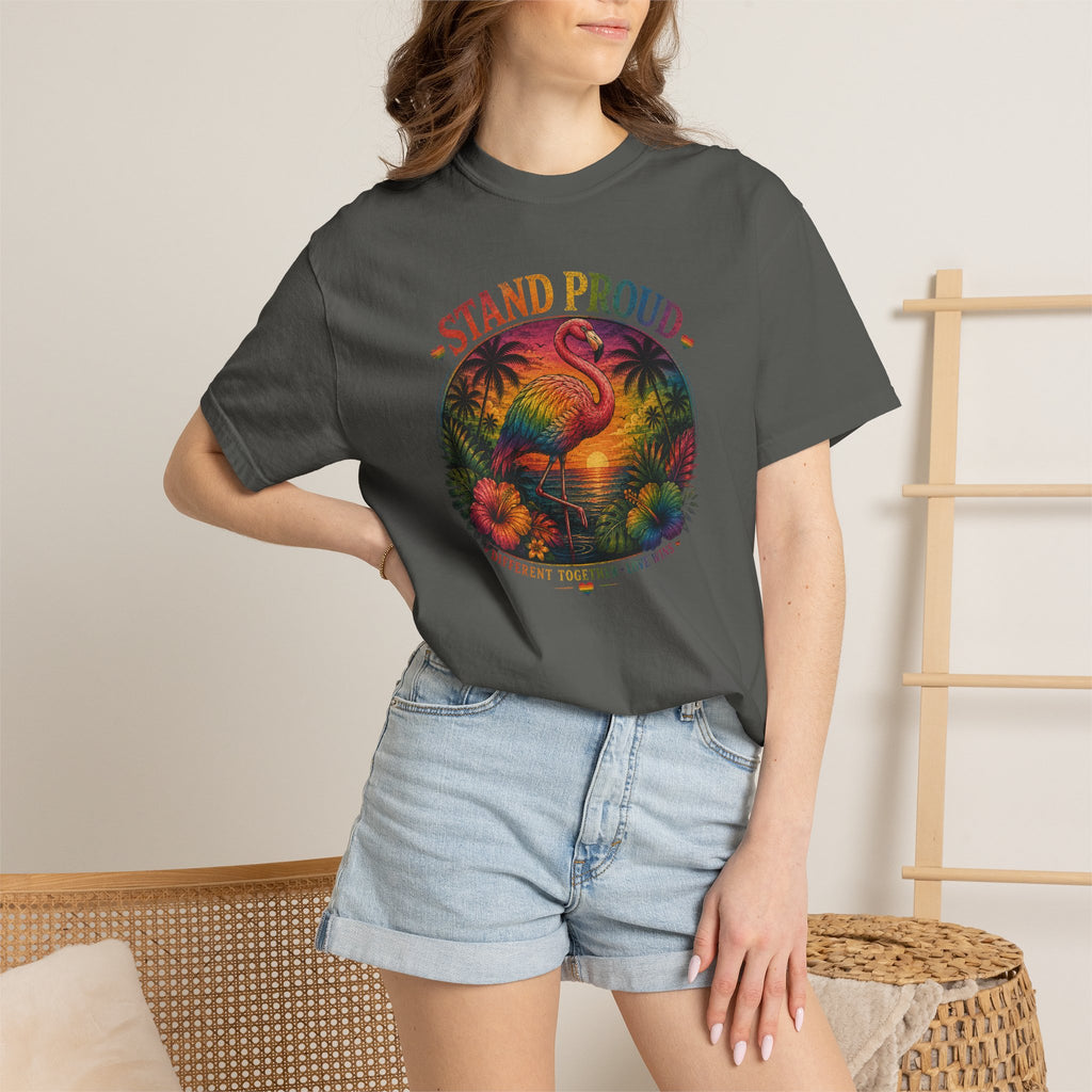 Stand Proud Flamingo T-Shirt — Tropical Pride Graphic Tee