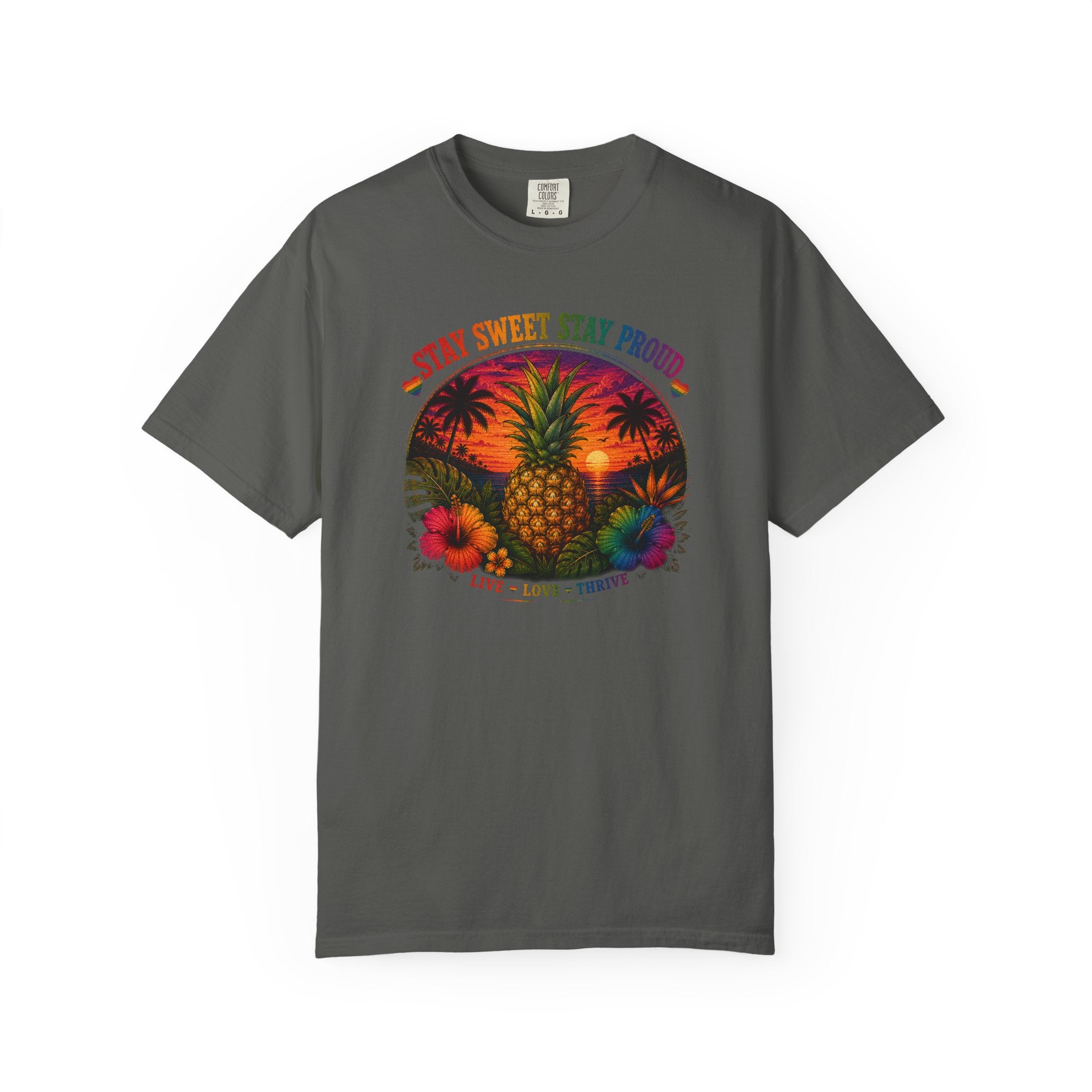 Pineapple Sunset T‑Shirt — “Stay Sweet Stay Proud” Tropical Graphic Tee
