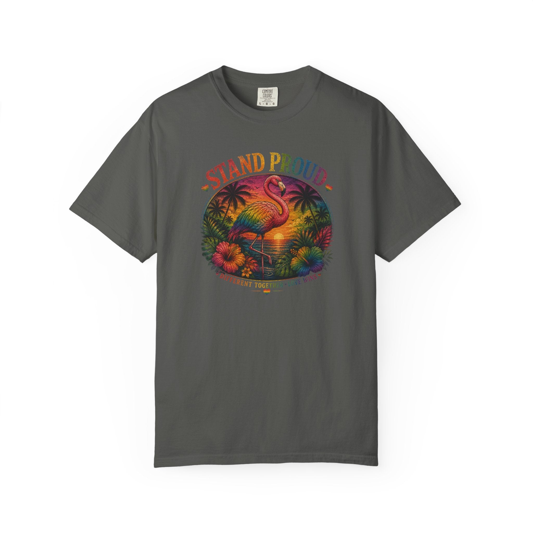 Stand Proud Flamingo T-Shirt — Tropical Pride Graphic Tee