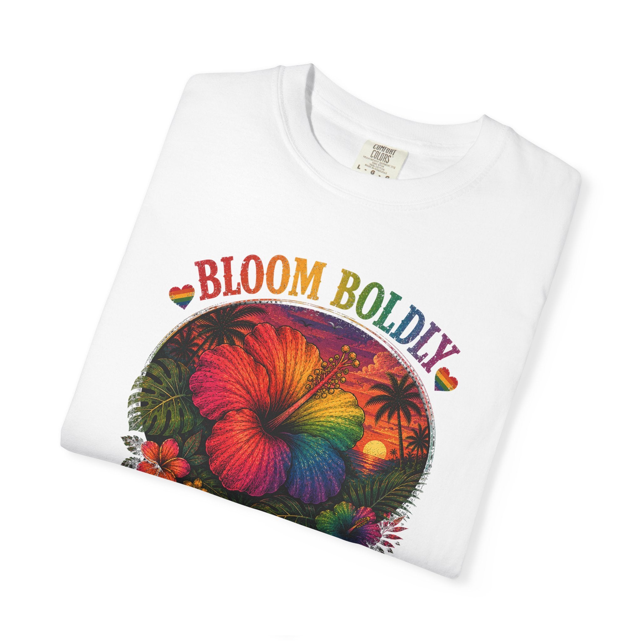 Bloom Boldly T-Shirt — Rainbow Floral Pride Graphic Tee