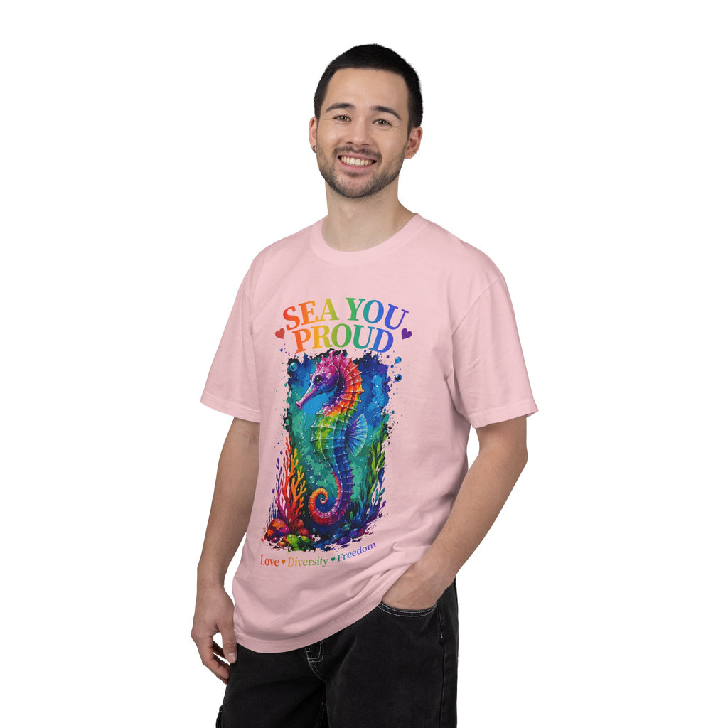 Sea You Proud T-Shirt — Rainbow Seahorse Pride Tee (Love • Diversity • Freedom)