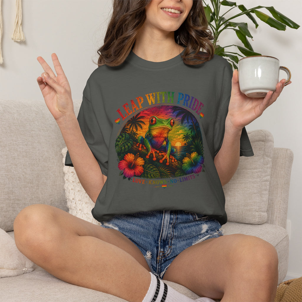 Leap With Pride T-Shirt — Rainbow Frog Graphic Tee (Love Knows No Limits)