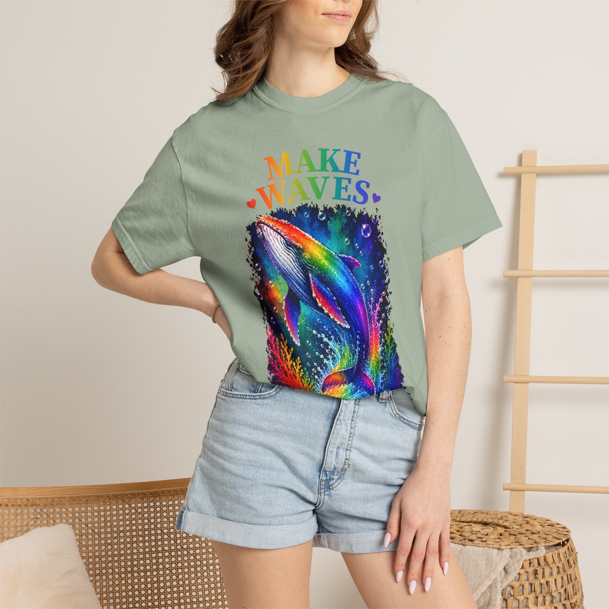 Make Waves Rainbow Dolphin T-Shirt — "Be Loud, Be Proud" LGBTQ+ Pride Tee