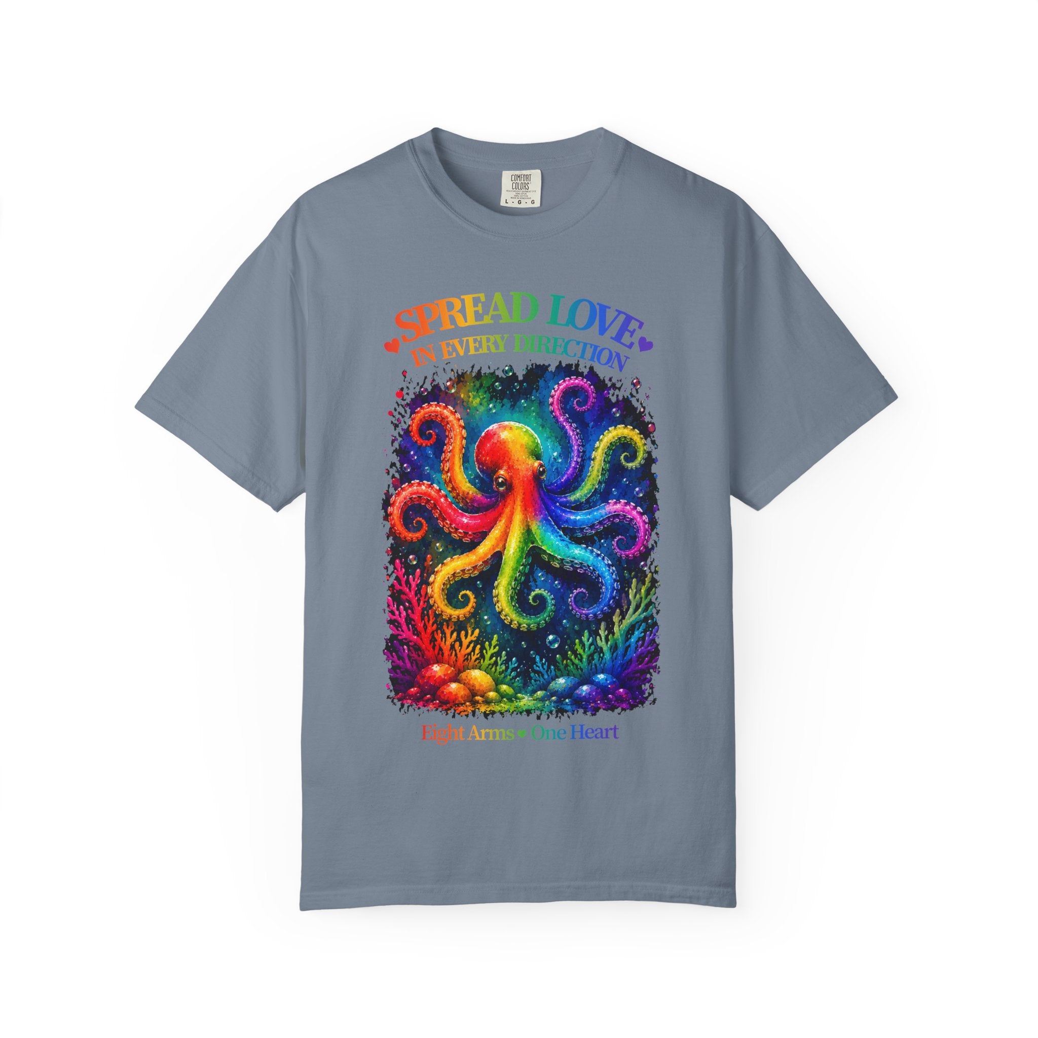 Spread Love Octopus T-Shirt — Rainbow Psychedelic Ocean Art Tee
