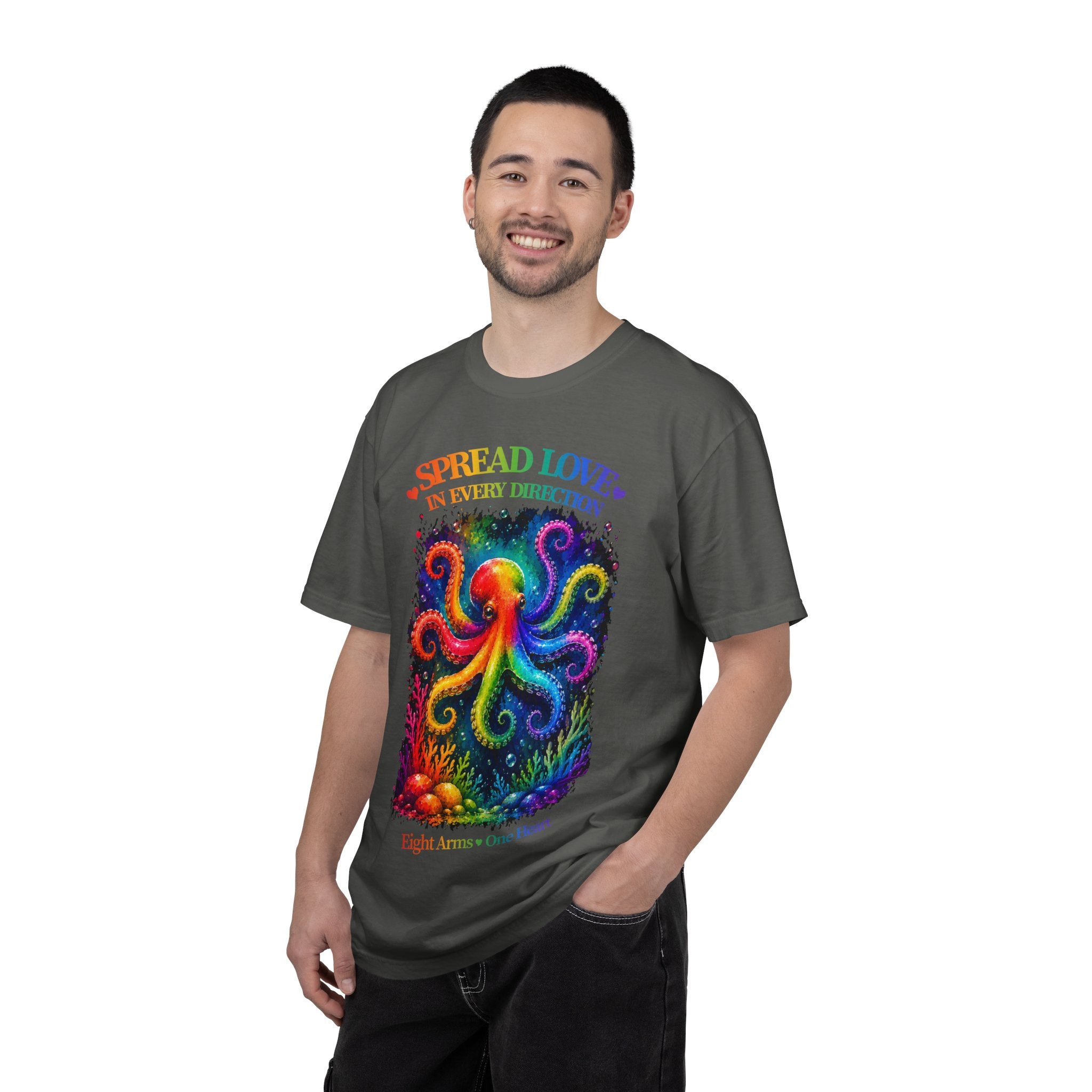 Spread Love Octopus T-Shirt — Rainbow Psychedelic Ocean Art Tee