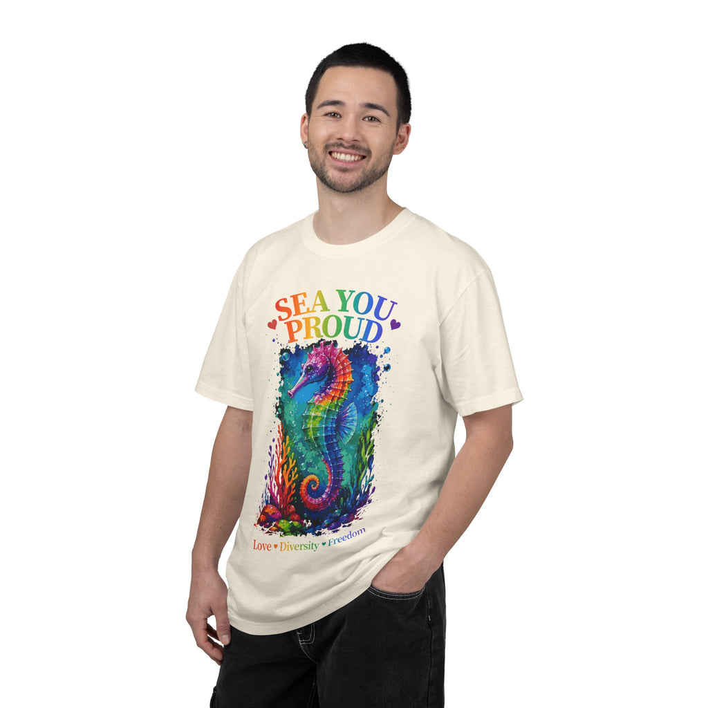 Sea You Proud T-Shirt — Rainbow Seahorse Pride Tee (Love • Diversity • Freedom)