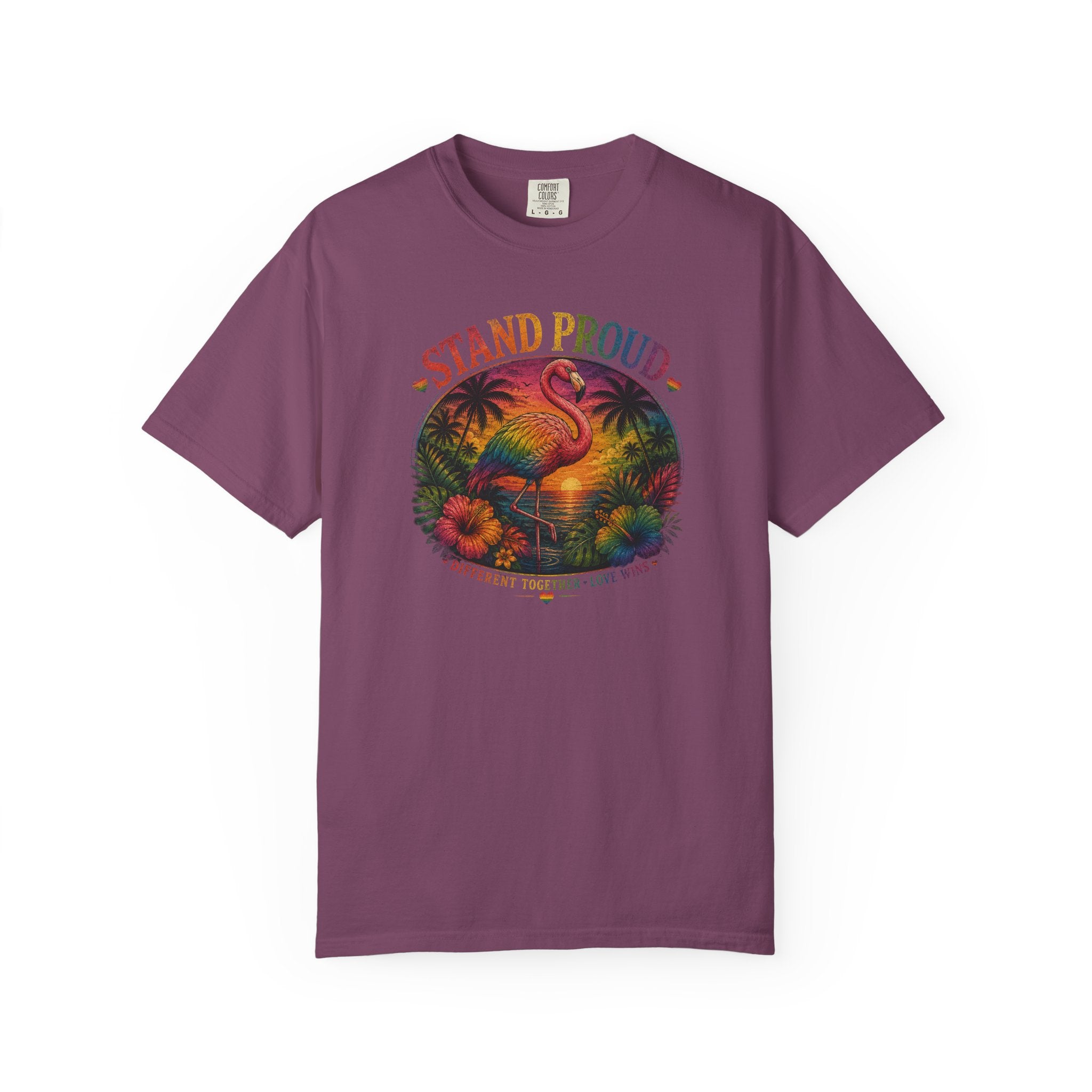 Stand Proud Flamingo T-Shirt — Tropical Pride Graphic Tee