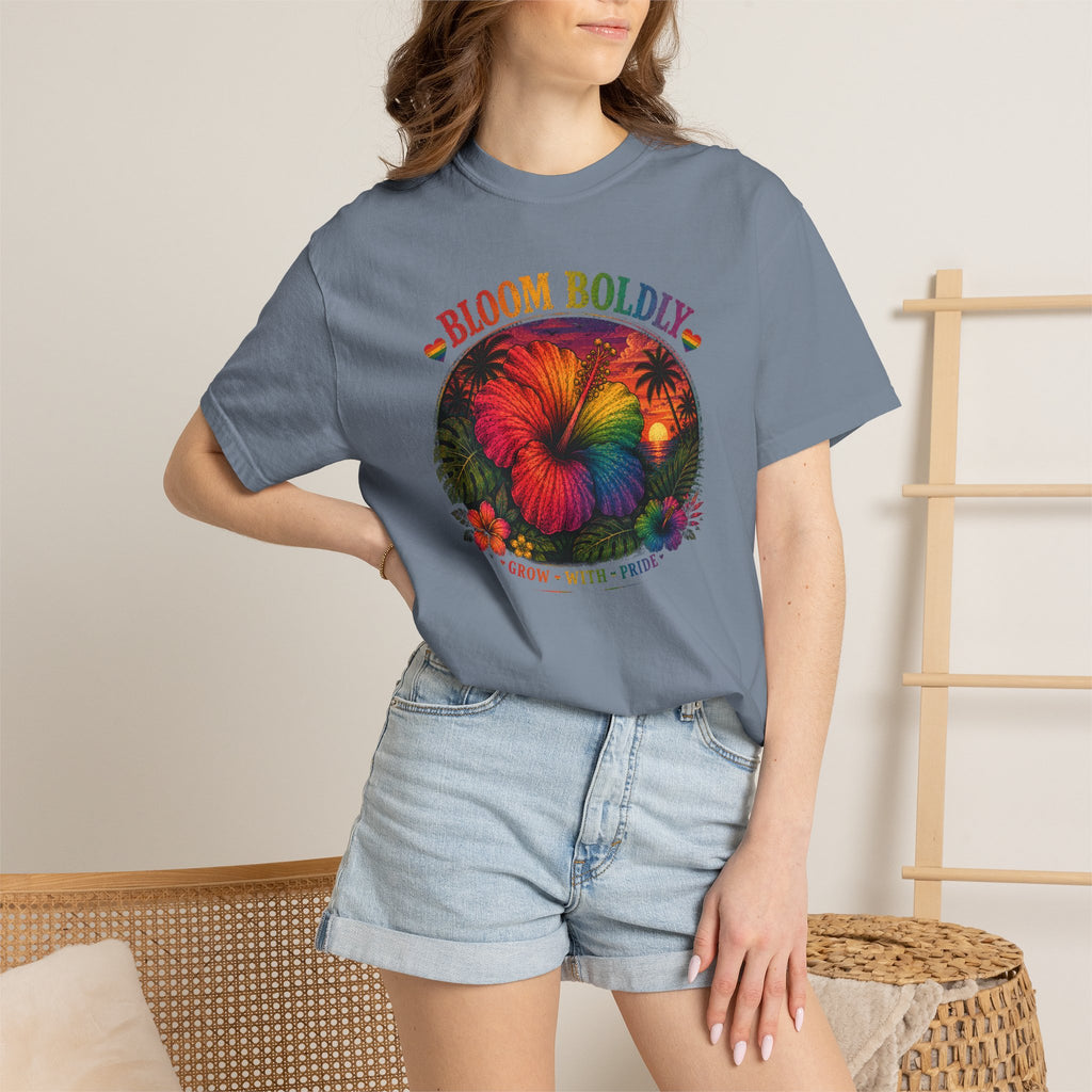 Bloom Boldly T-Shirt — Rainbow Floral Pride Graphic Tee