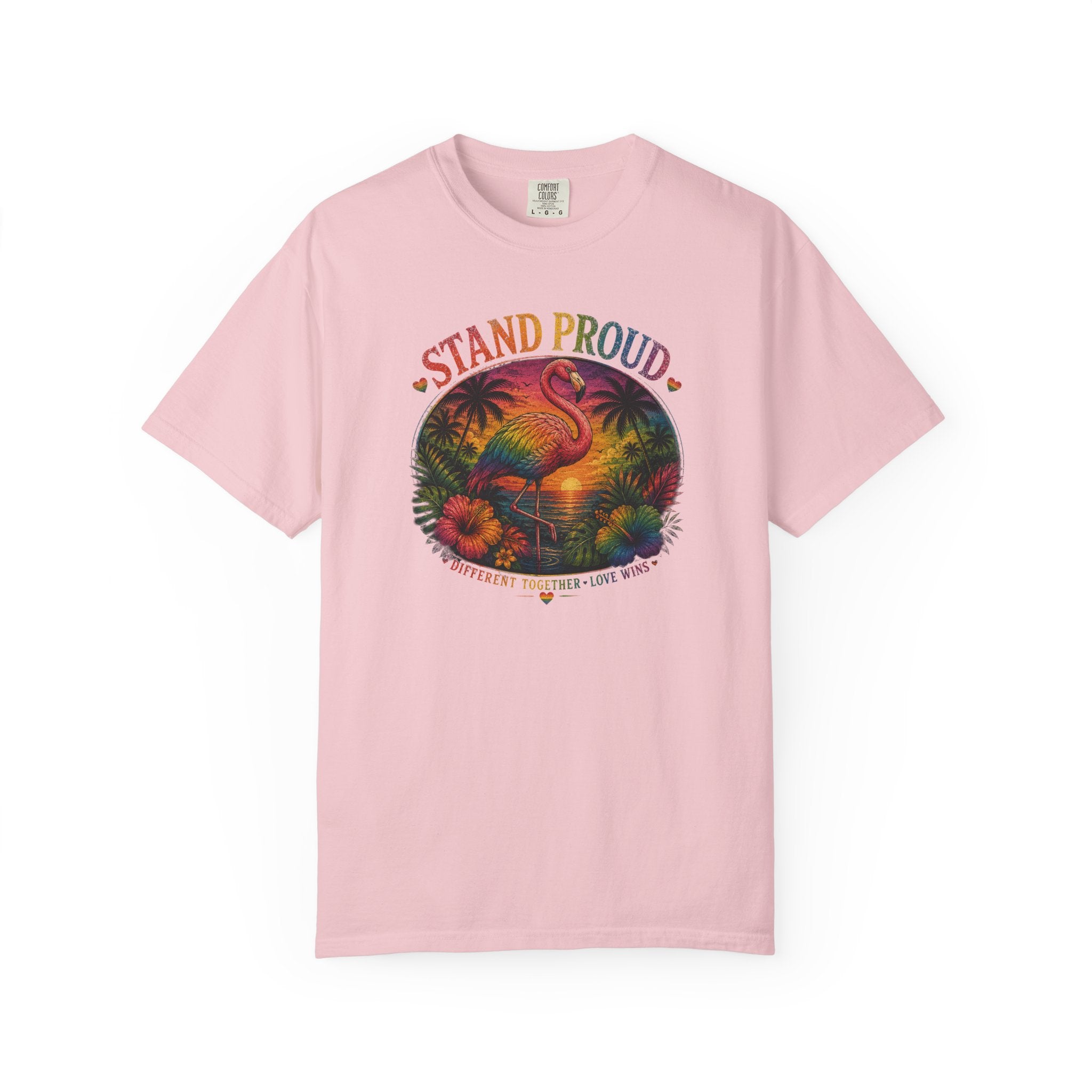Stand Proud Flamingo T-Shirt — Tropical Pride Graphic Tee