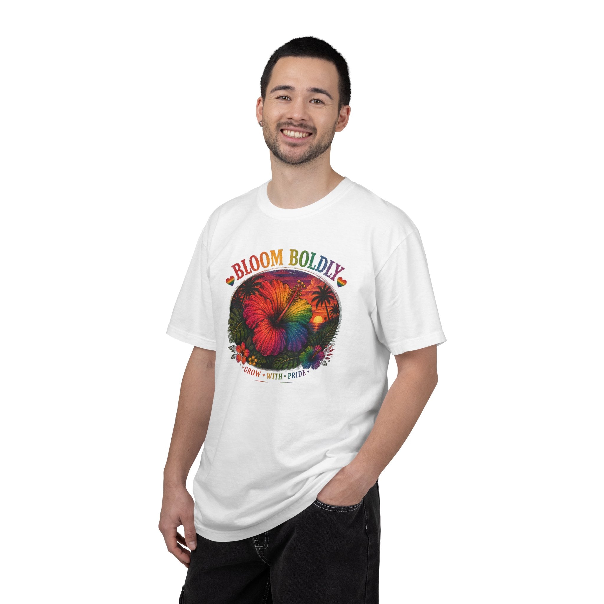Bloom Boldly T-Shirt — Rainbow Floral Pride Graphic Tee