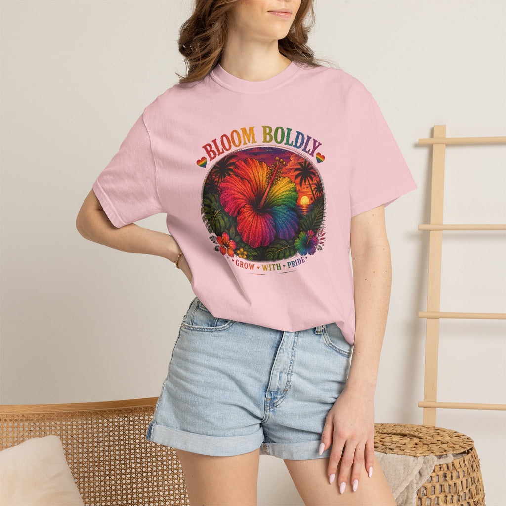 Bloom Boldly T-Shirt — Rainbow Floral Pride Graphic Tee