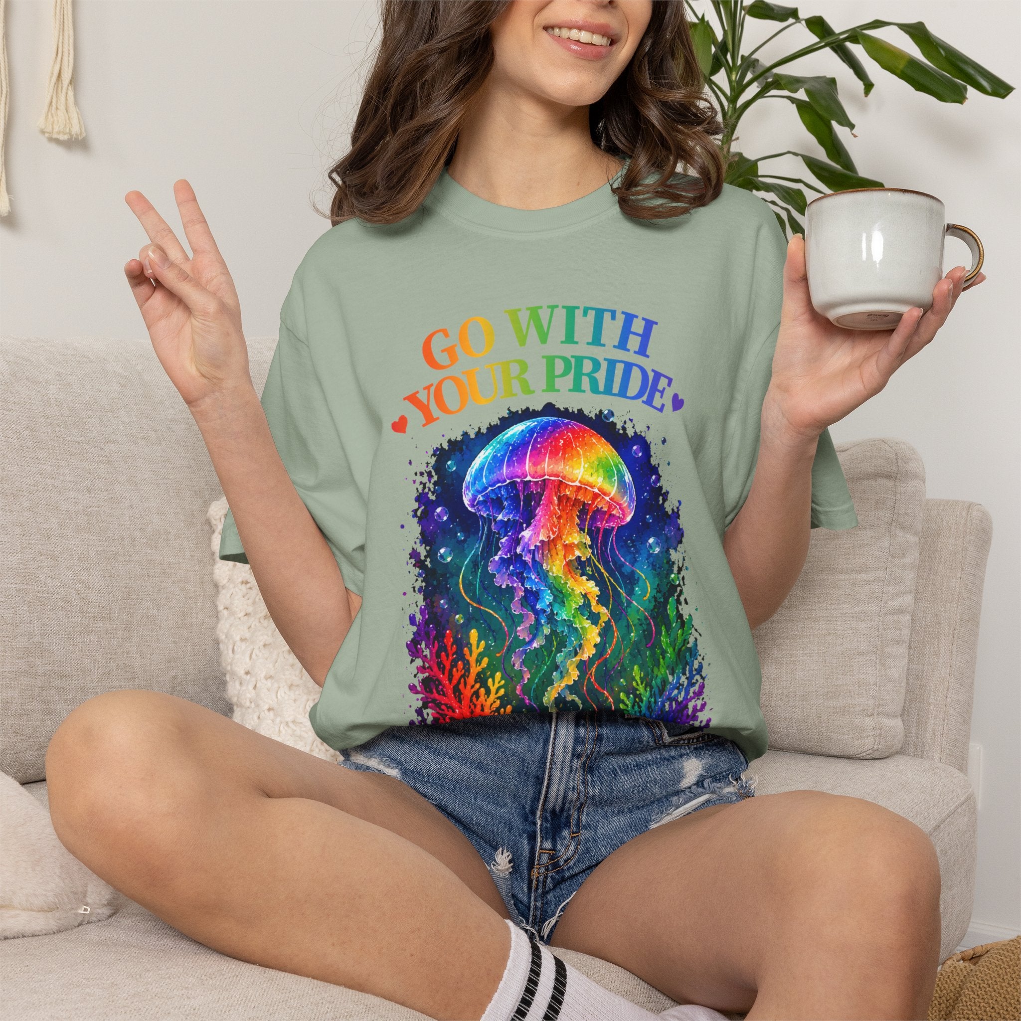 Go With Your Pride Jellyfish T-Shirt — Rainbow LGBTQ+ Pride Tee