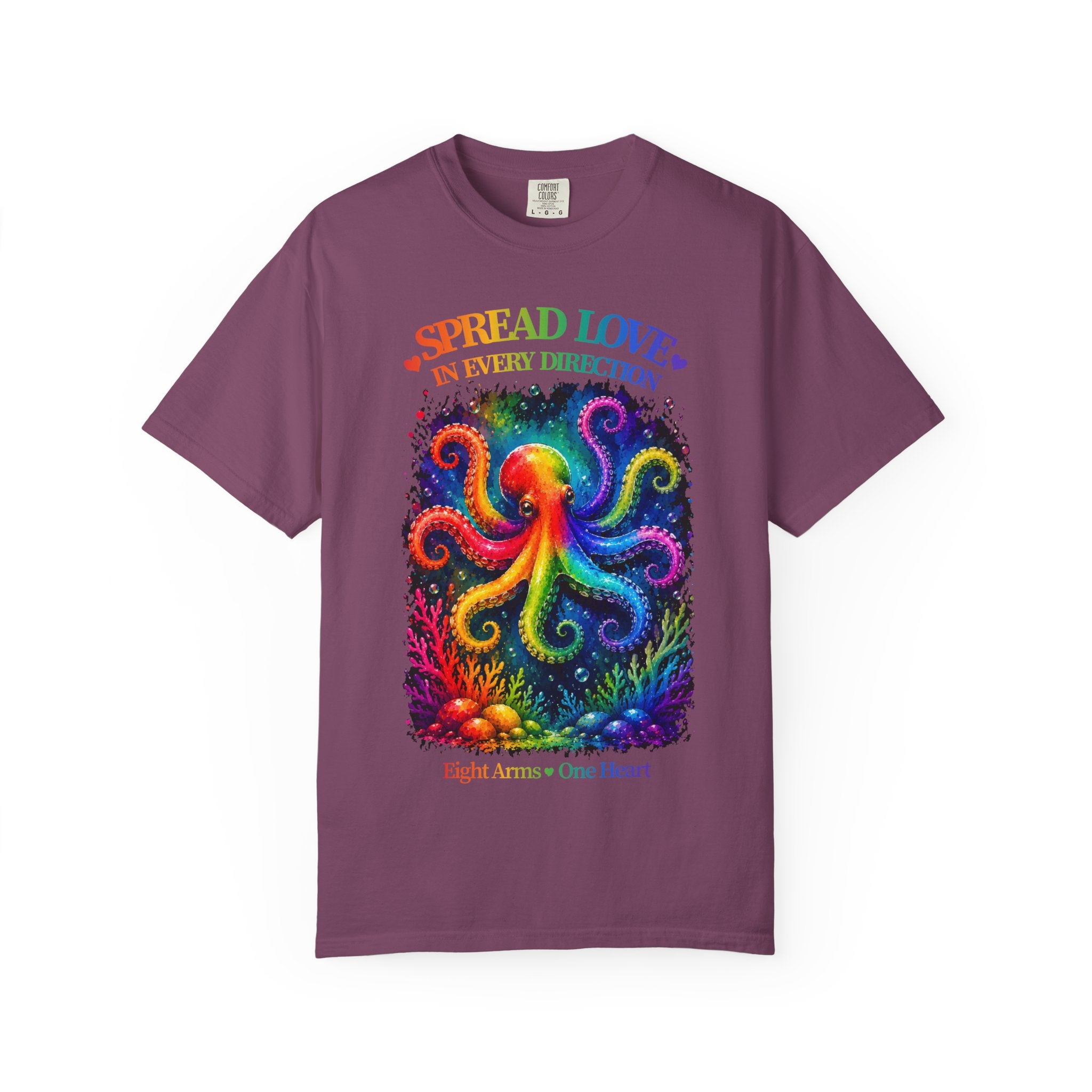 Spread Love Octopus T-Shirt — Rainbow Psychedelic Ocean Art Tee