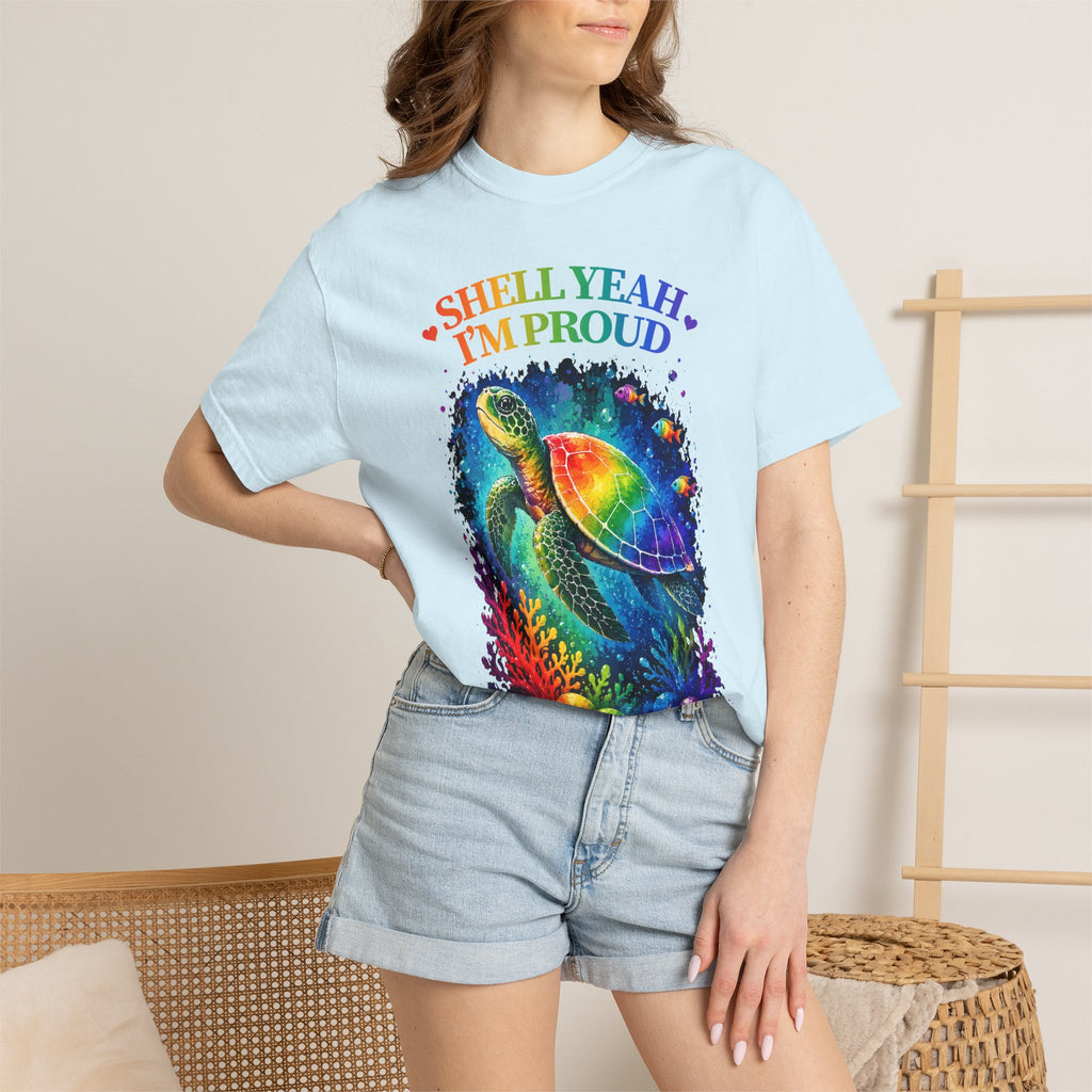 Pride Sea Turtle T-Shirt — "Shell Yeah I'm Proud" Rainbow LGBT Tee