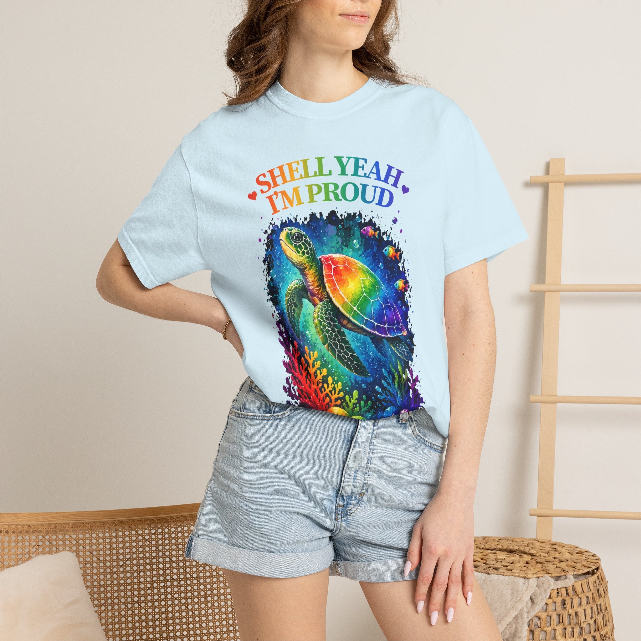 Pride Sea Turtle T-Shirt — "Shell Yeah I'm Proud" Rainbow LGBT Tee