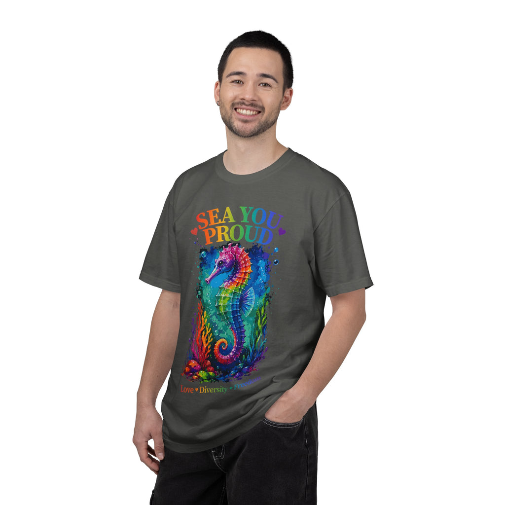 Sea You Proud T-Shirt — Rainbow Seahorse Pride Tee (Love • Diversity • Freedom)