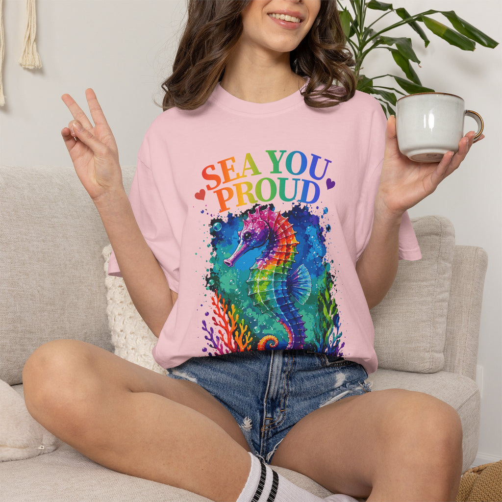 Sea You Proud T-Shirt — Rainbow Seahorse Pride Tee (Love • Diversity • Freedom)