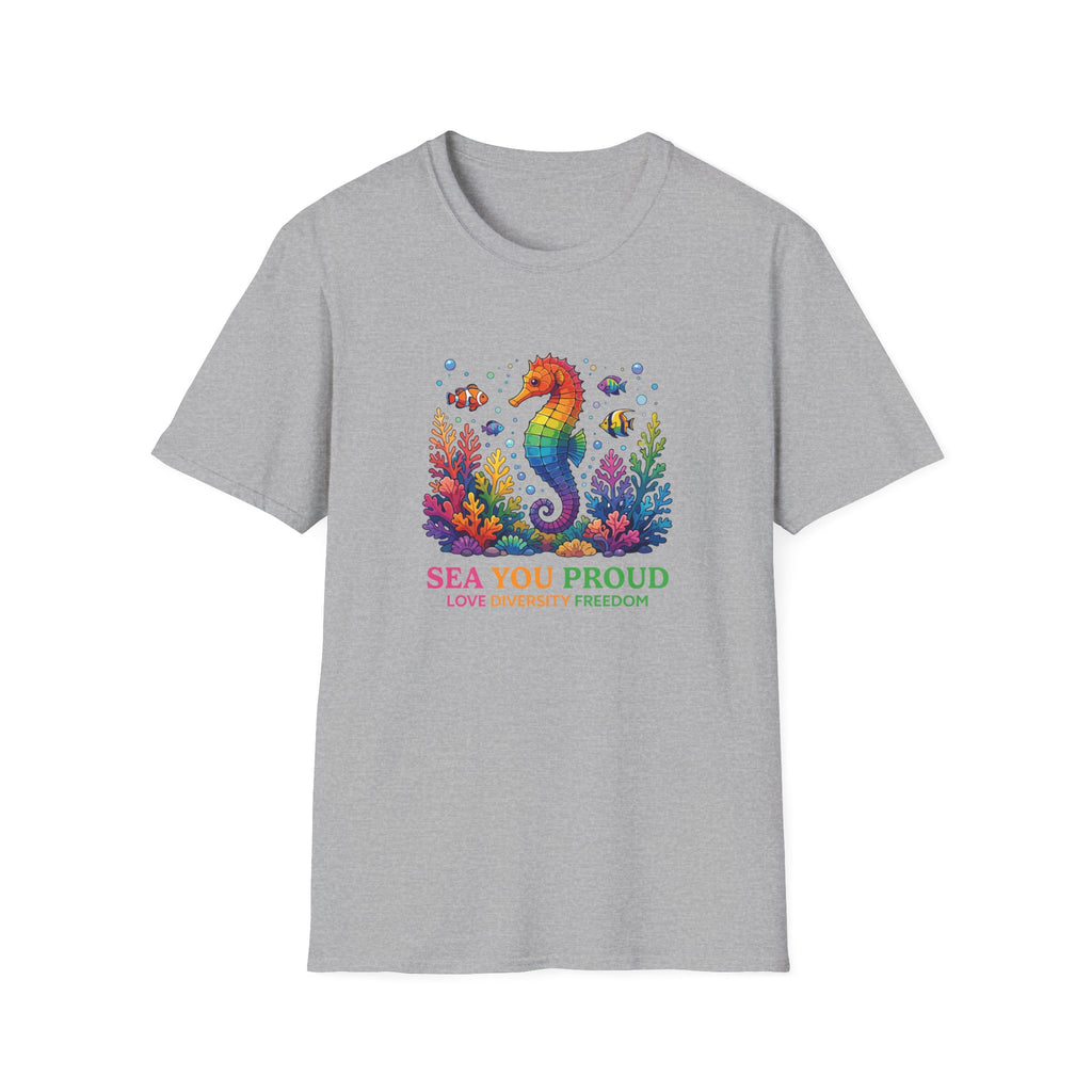 Seahorse Pride T-Shirt — "Sea You Proud" Rainbow LGBTQ+ Tee