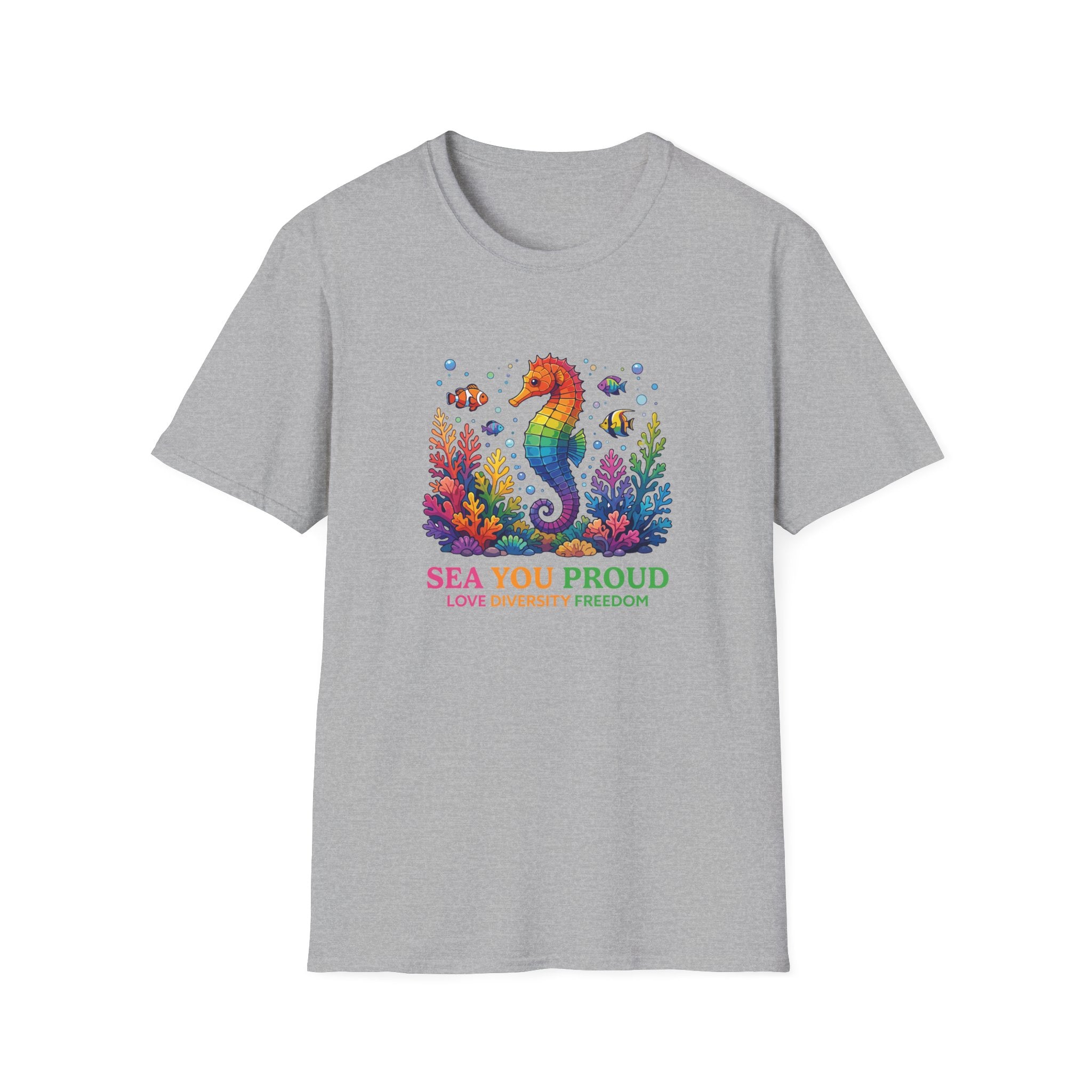 Seahorse Pride T-Shirt — "Sea You Proud" Rainbow LGBTQ+ Tee