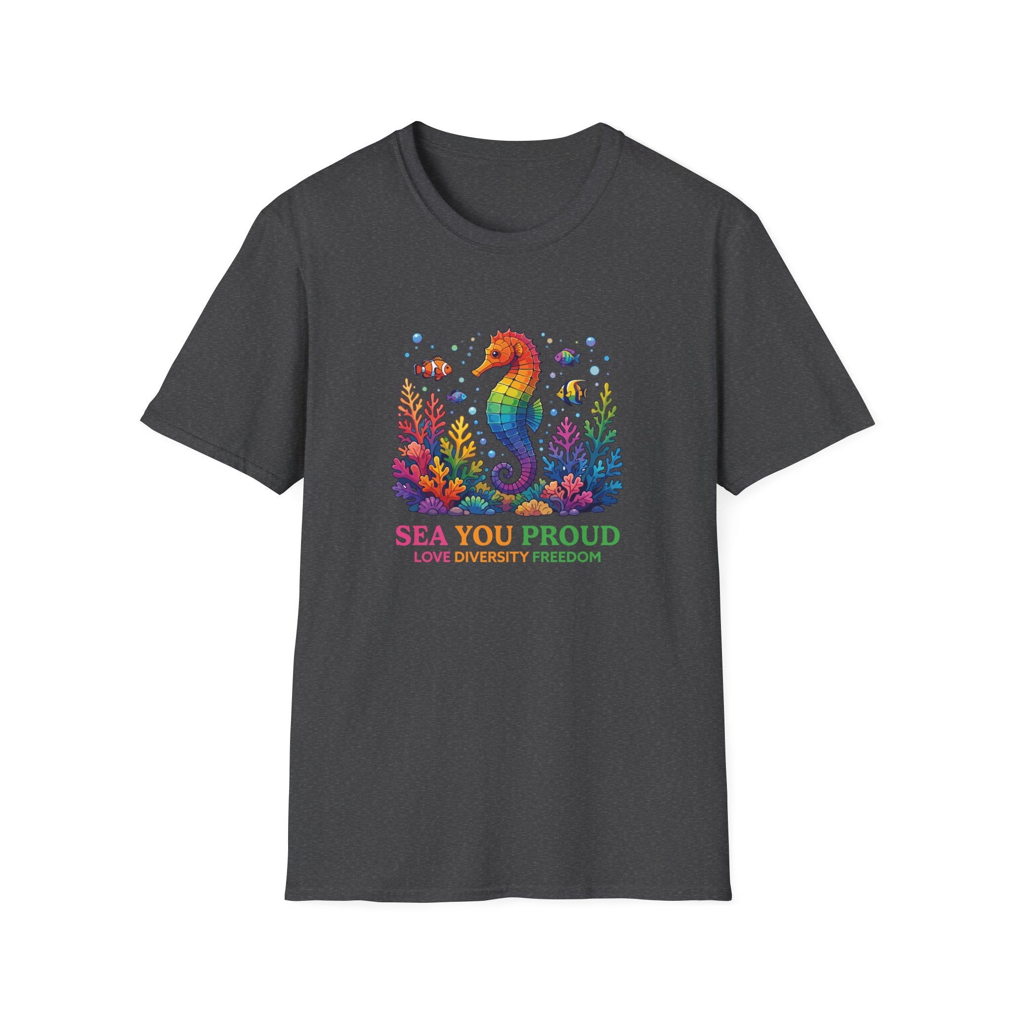 Seahorse Pride T-Shirt — "Sea You Proud" Rainbow LGBTQ+ Tee
