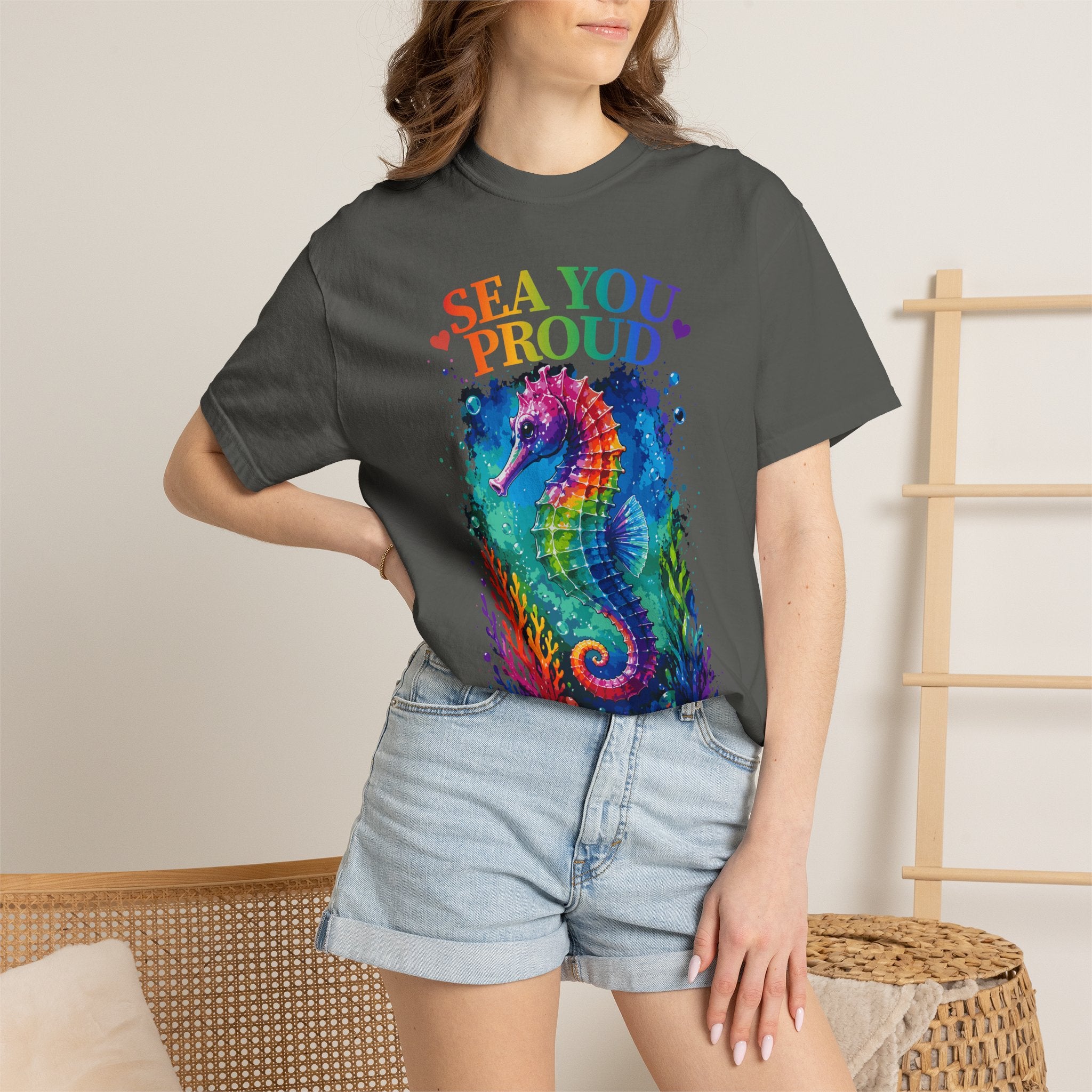 Sea You Proud T-Shirt — Rainbow Seahorse Pride Tee (Love • Diversity • Freedom)