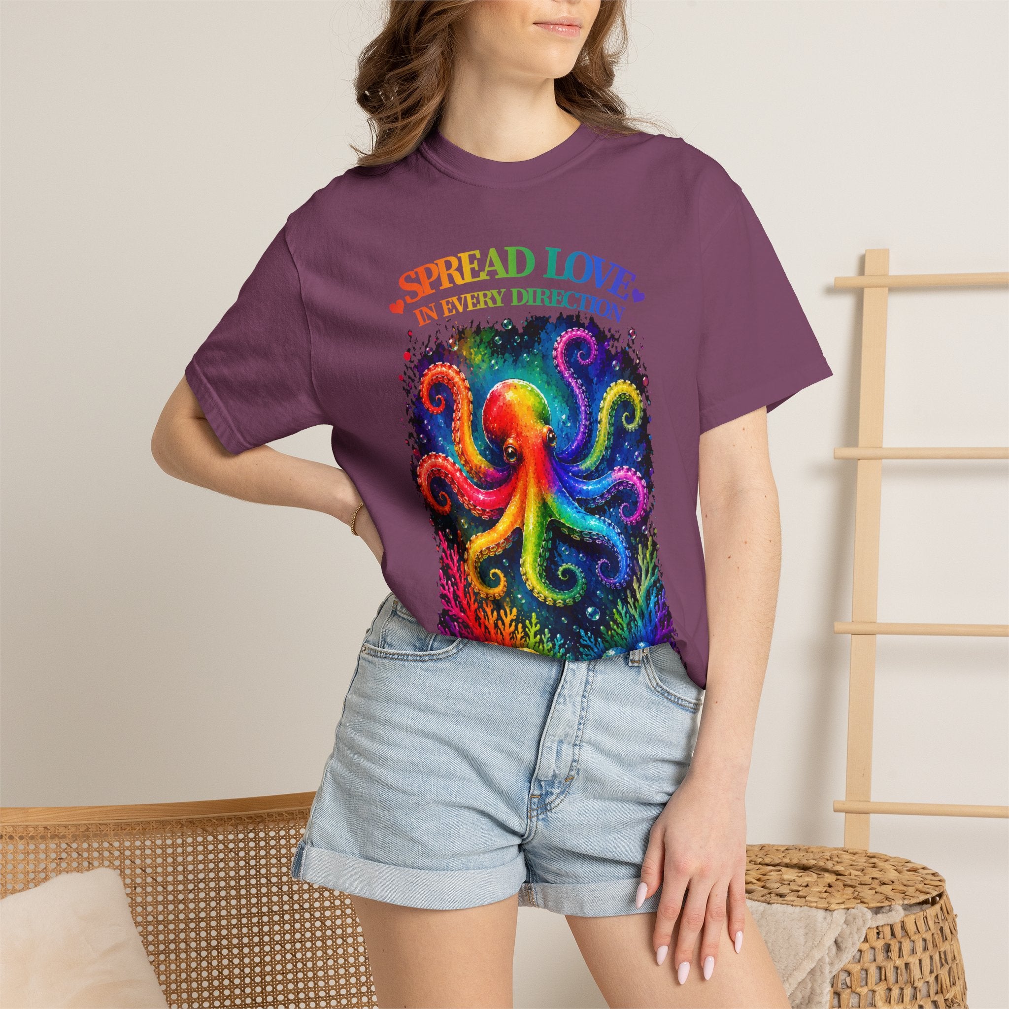 Spread Love Octopus T-Shirt — Rainbow Psychedelic Ocean Art Tee