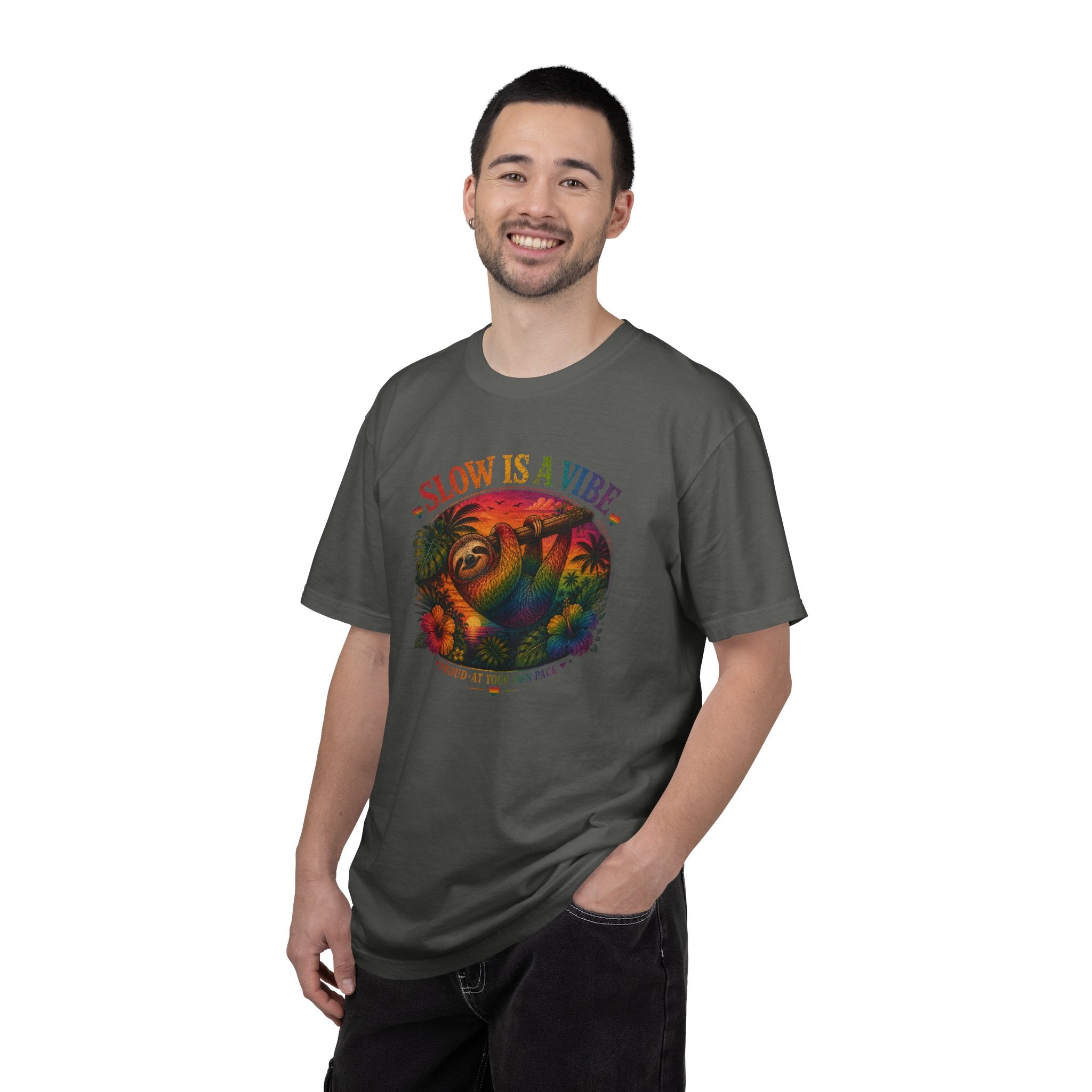 Slow Is A Vibe T-Shirt — Retro Sloth Graphic Tee