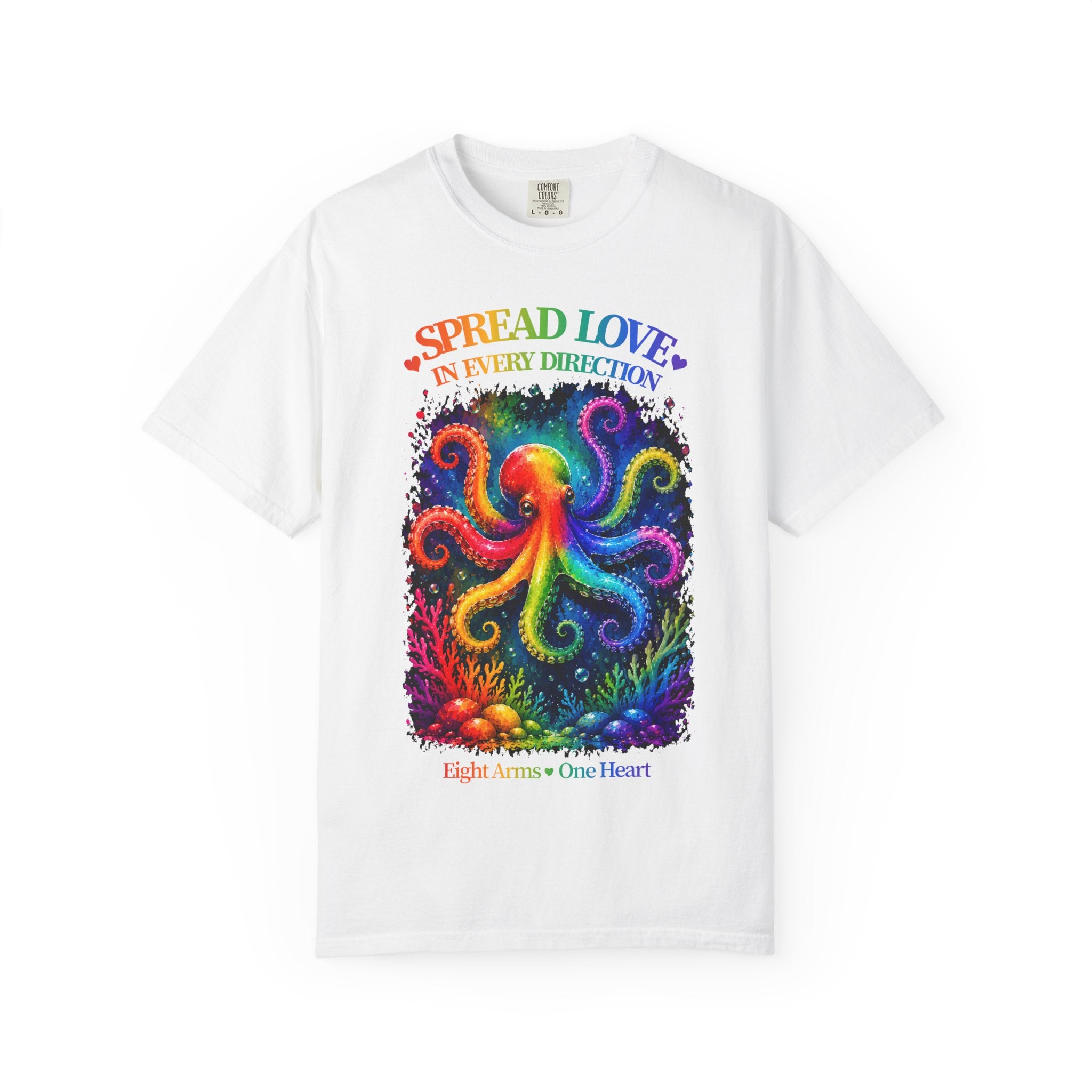 Spread Love Octopus T-Shirt — Rainbow Psychedelic Ocean Art Tee