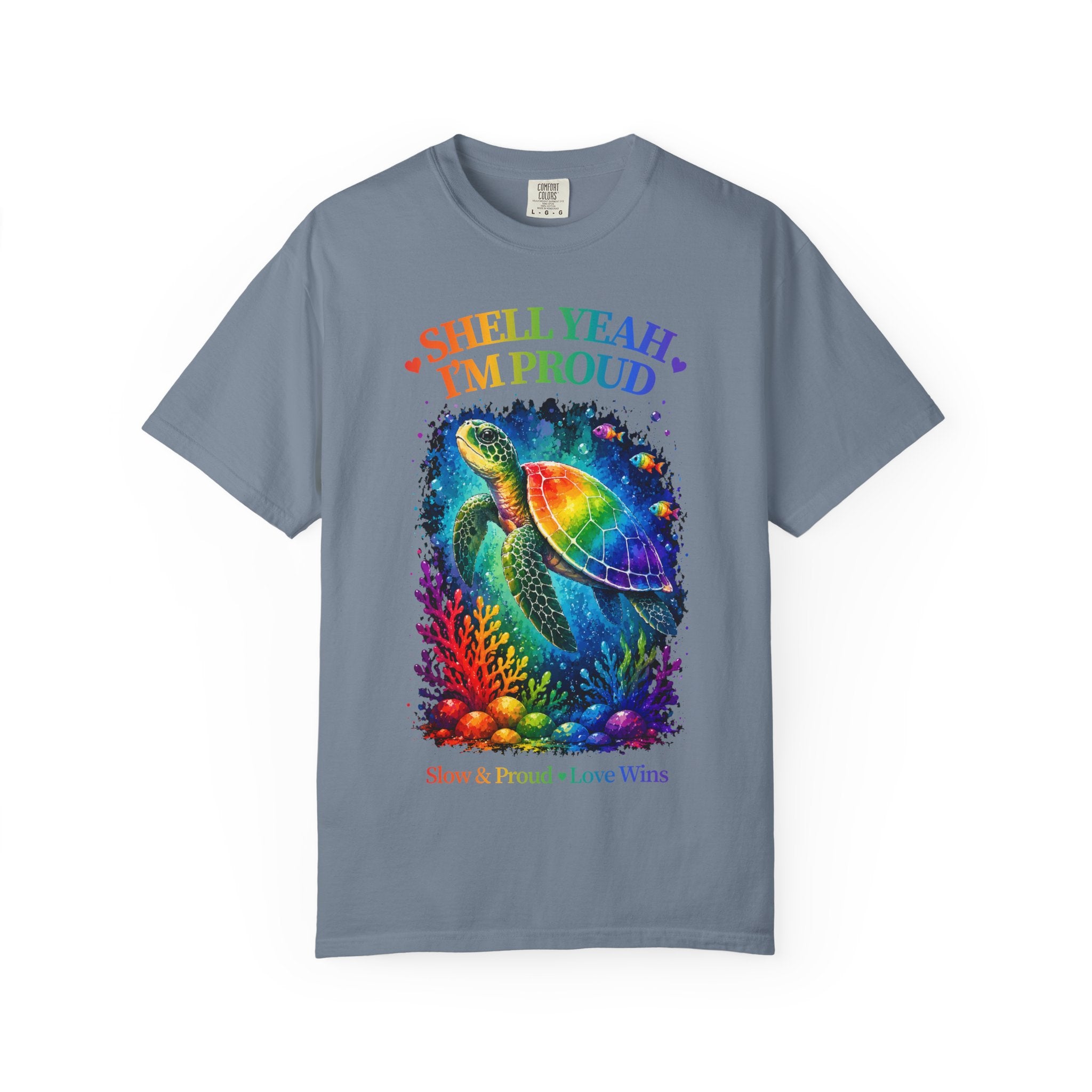 Pride Sea Turtle T-Shirt — "Shell Yeah I'm Proud" Rainbow LGBT Tee