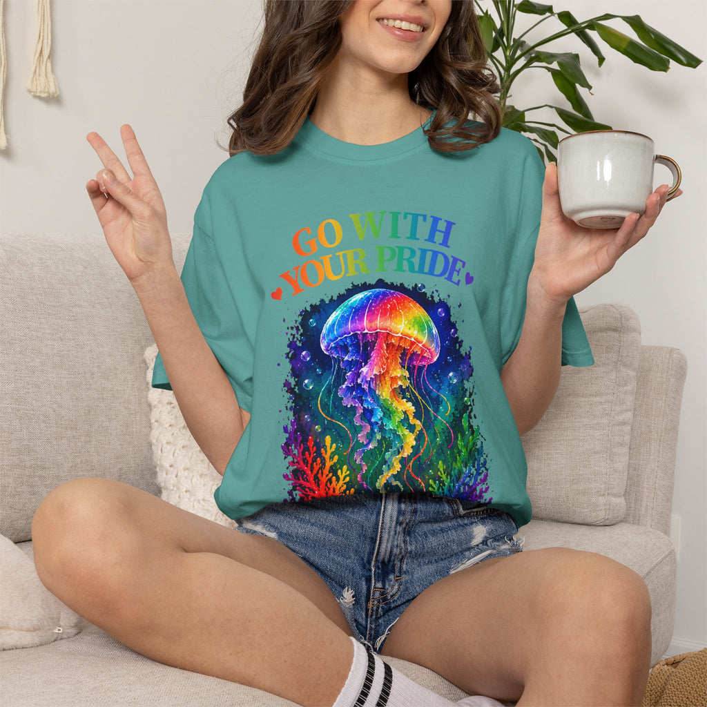 Go With Your Pride Jellyfish T-Shirt — Rainbow LGBTQ+ Pride Tee