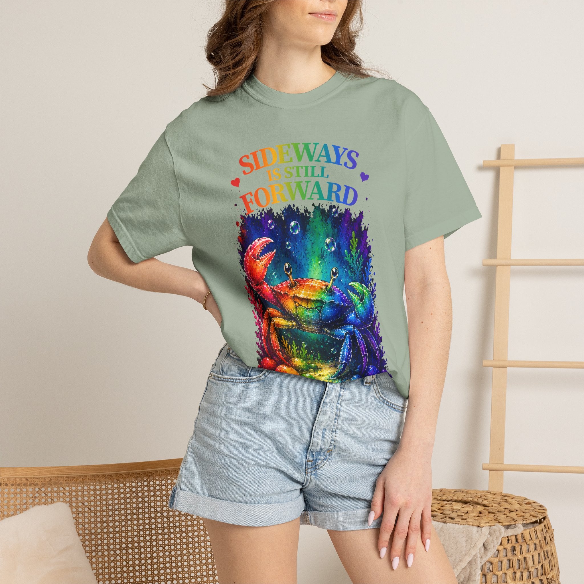 Crab Rainbow 'Sideways Is Still Forward' Graphic T‑Shirt