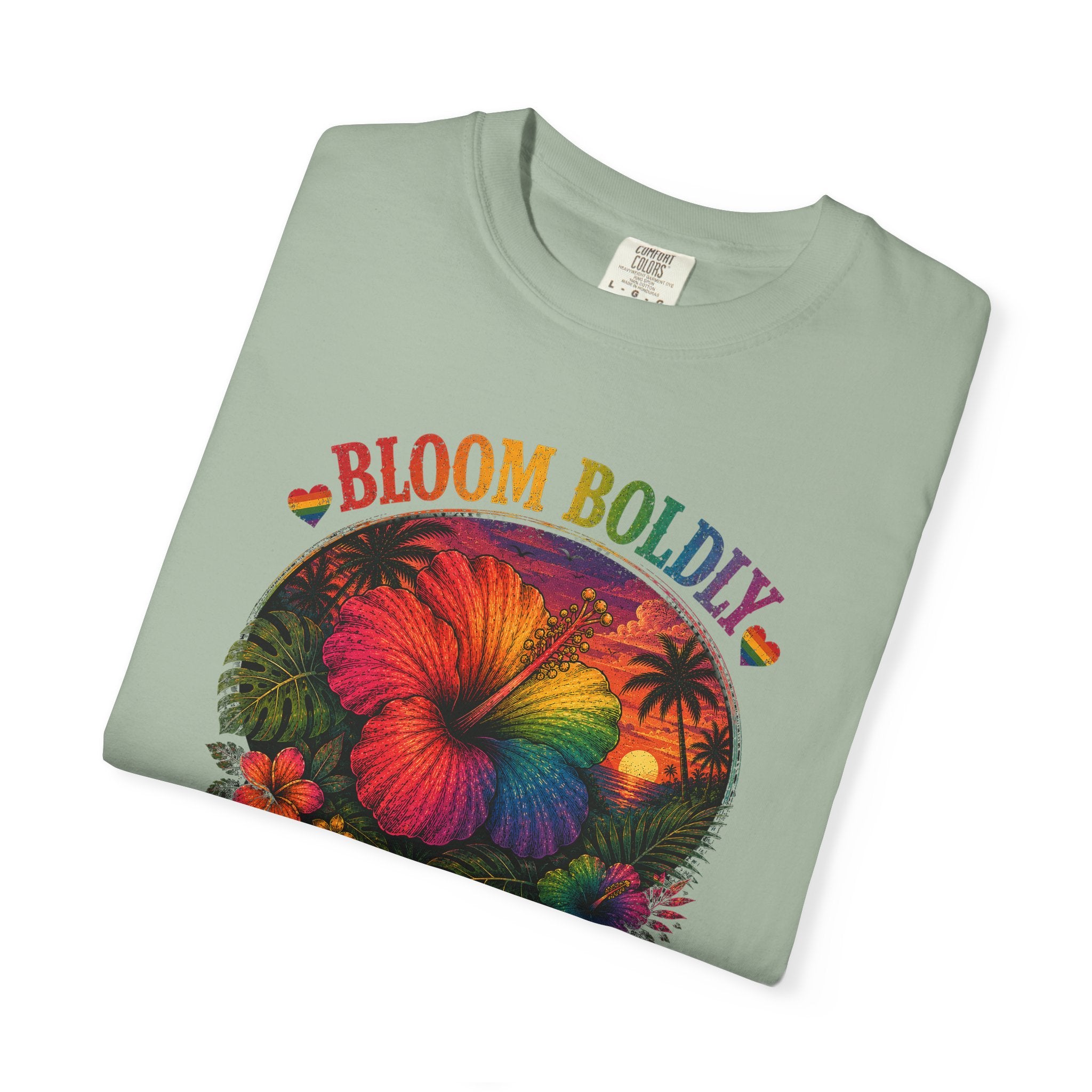 Bloom Boldly T-Shirt — Rainbow Floral Pride Graphic Tee