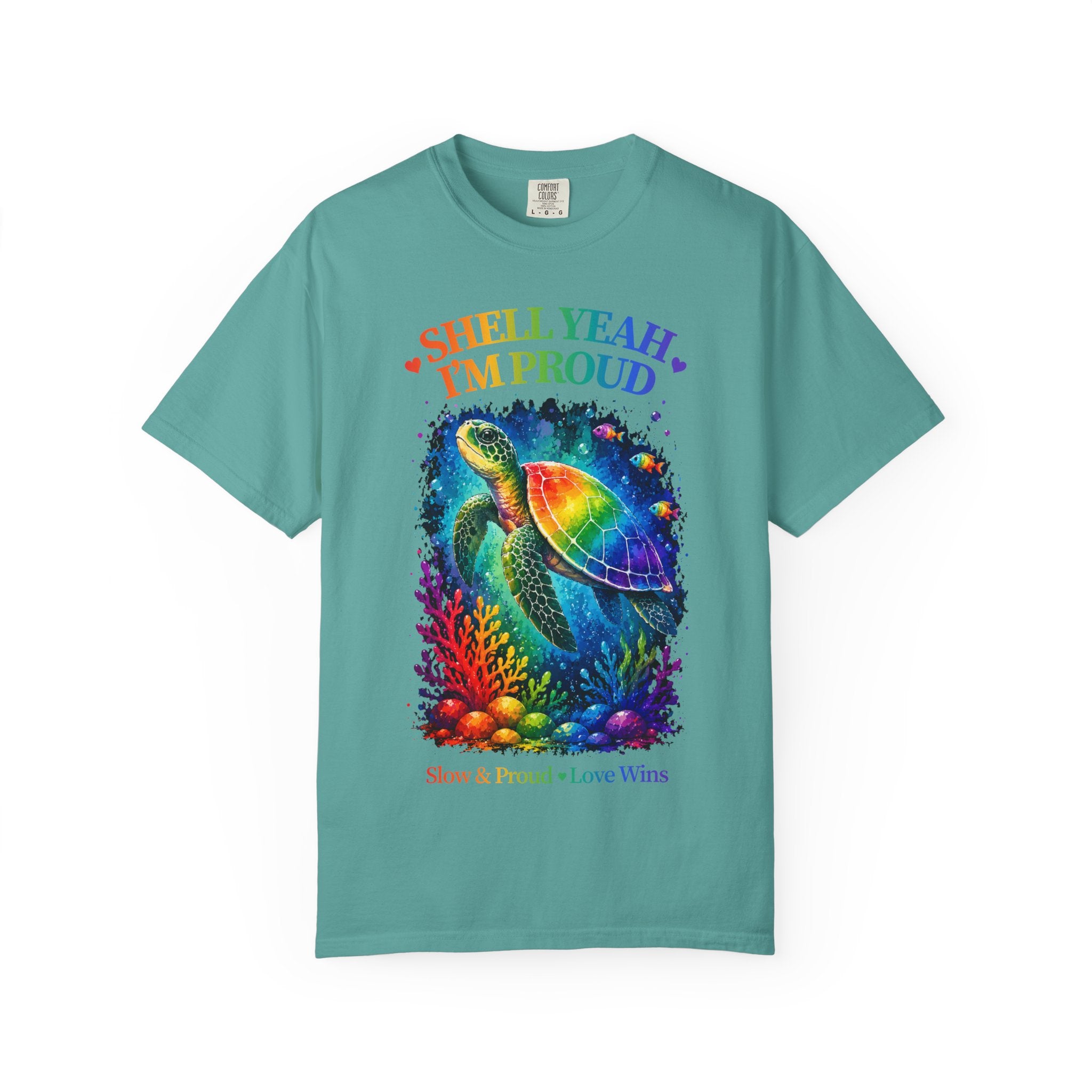 Pride Sea Turtle T-Shirt — "Shell Yeah I'm Proud" Rainbow LGBT Tee