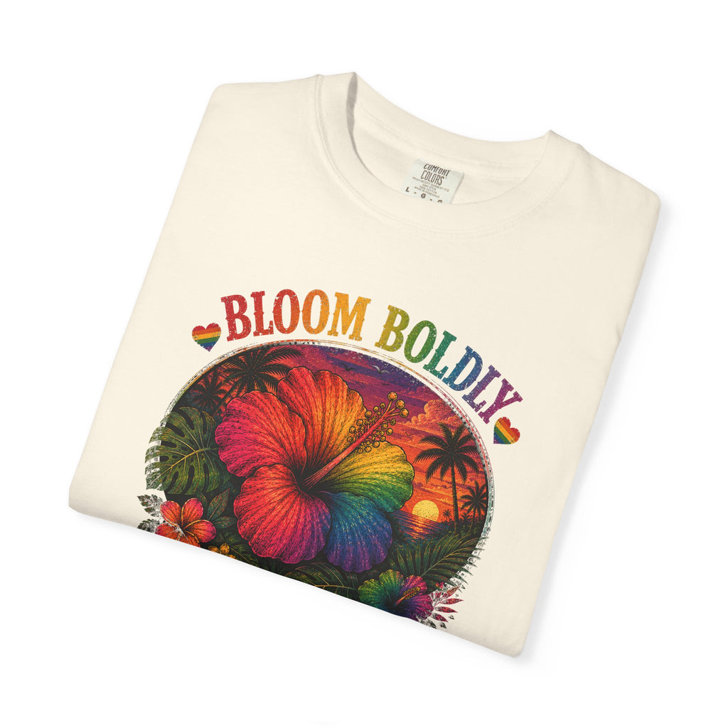 Bloom Boldly T-Shirt — Rainbow Floral Pride Graphic Tee