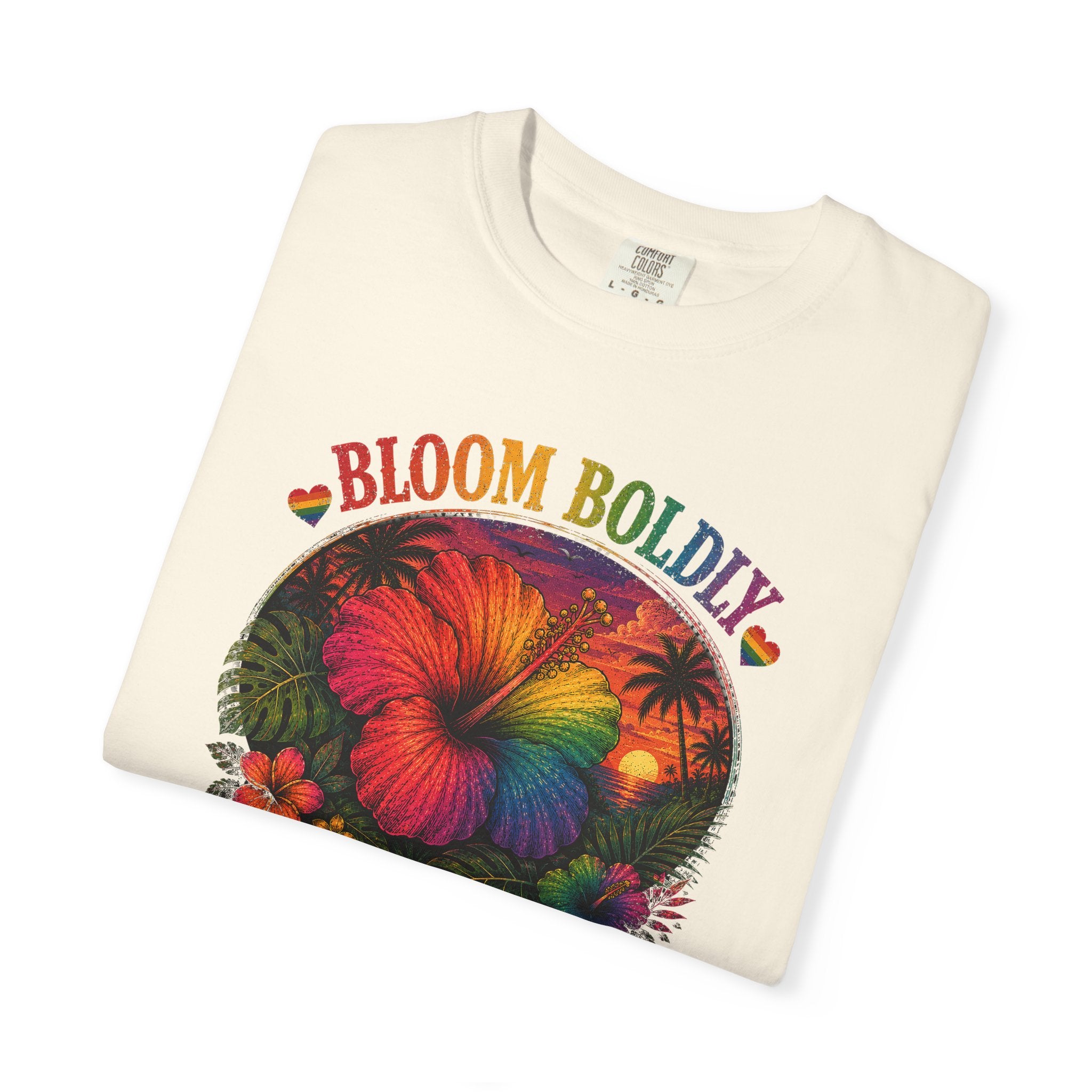 Bloom Boldly T-Shirt — Rainbow Floral Pride Graphic Tee