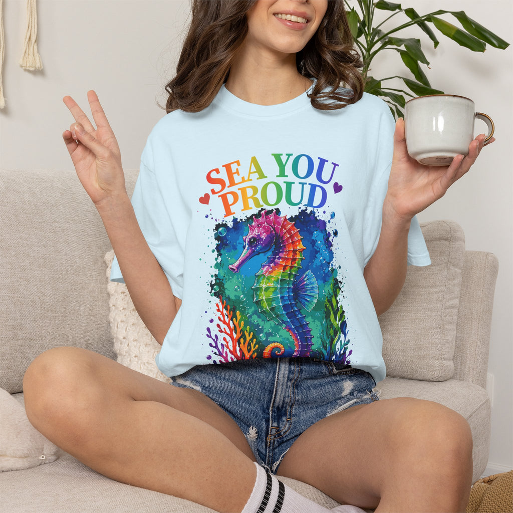 Sea You Proud T-Shirt — Rainbow Seahorse Pride Tee (Love • Diversity • Freedom)