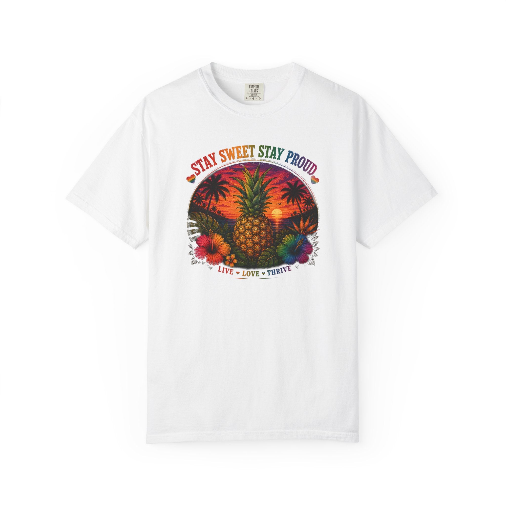 Pineapple Sunset T‑Shirt — “Stay Sweet Stay Proud” Tropical Graphic Tee