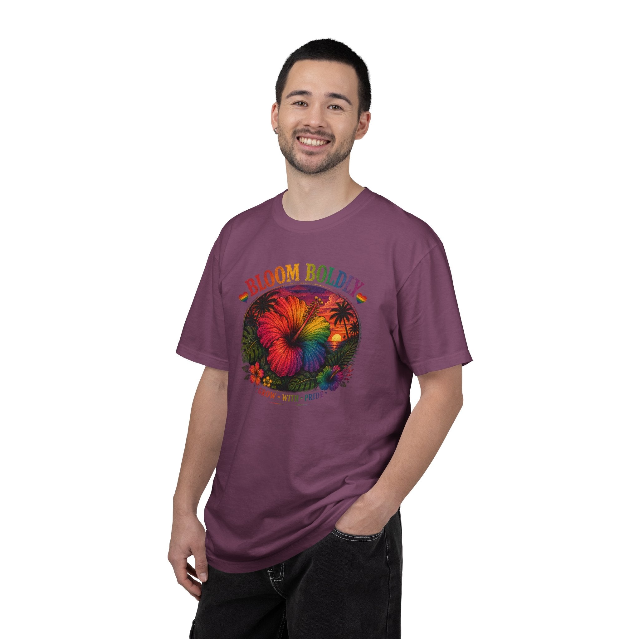 Bloom Boldly T-Shirt — Rainbow Floral Pride Graphic Tee