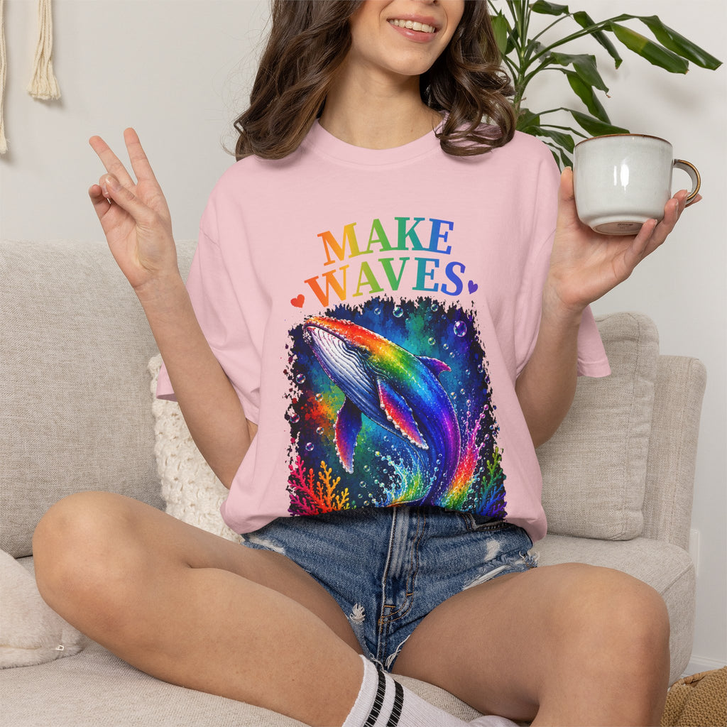 Make Waves Rainbow Dolphin T-Shirt — "Be Loud, Be Proud" LGBTQ+ Pride Tee